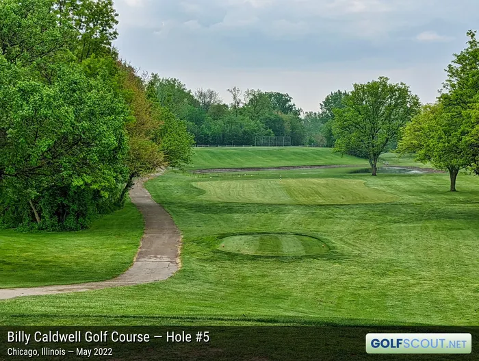 A view of the 5th hole from the tee box. - Billy Caldwell Golf Course