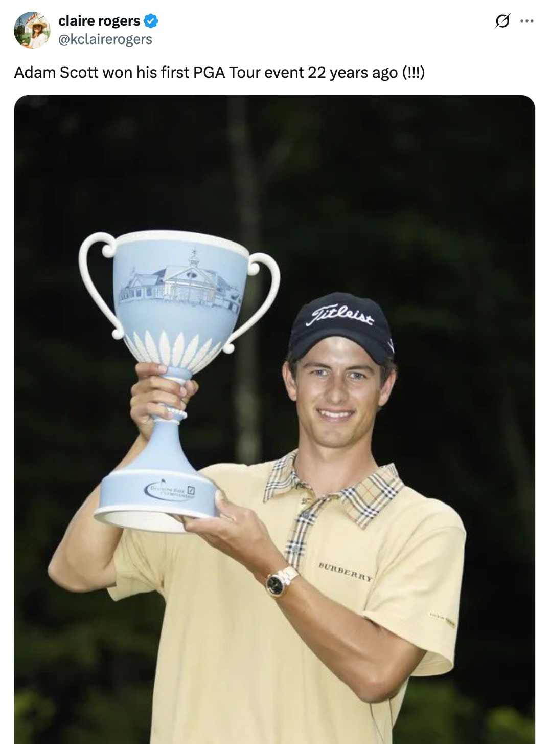 Screenshot of a Twitter post showing @ArtButSports content about Viktor Hovland.