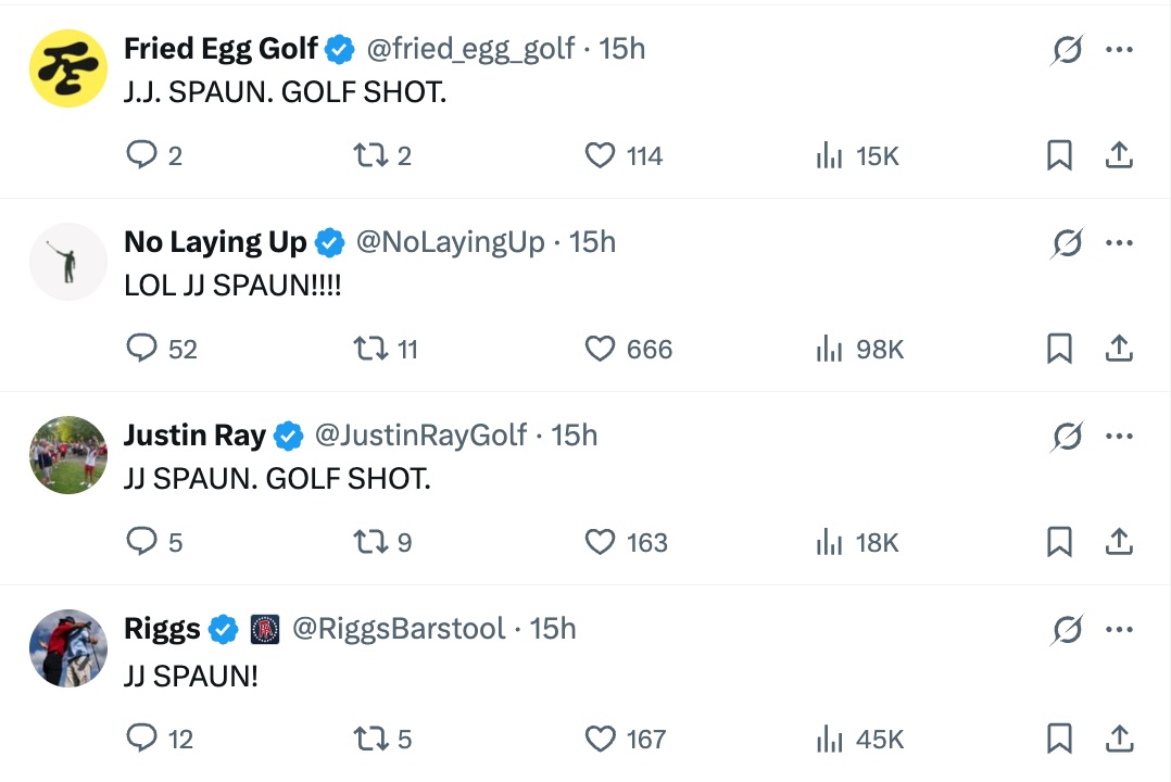 Screenshot of a Twitter post showing JJ Spauns good shot.