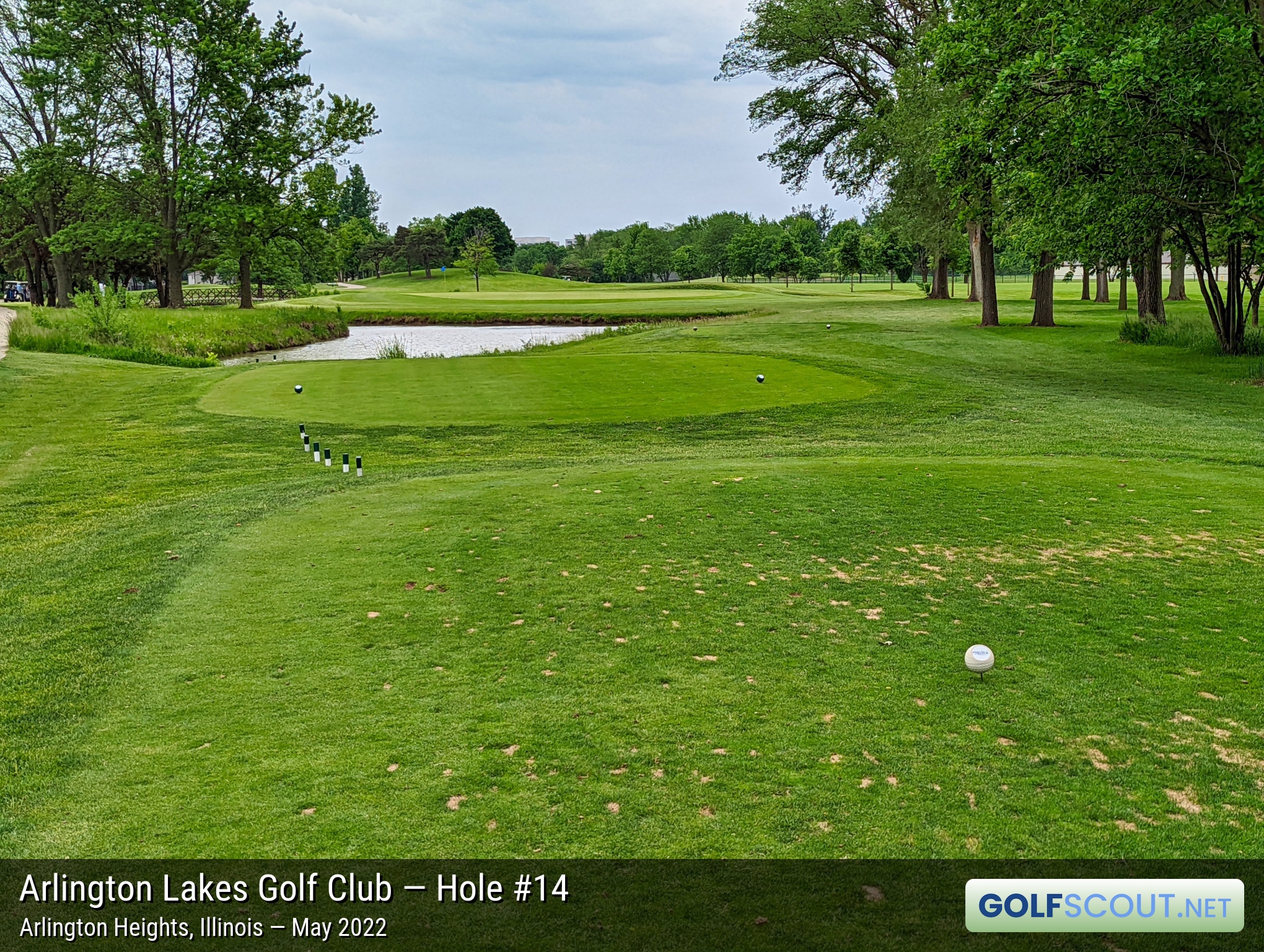 Photo of hole #14 at Arlington Lakes Golf Club in Arlington Heights, Illinois. 