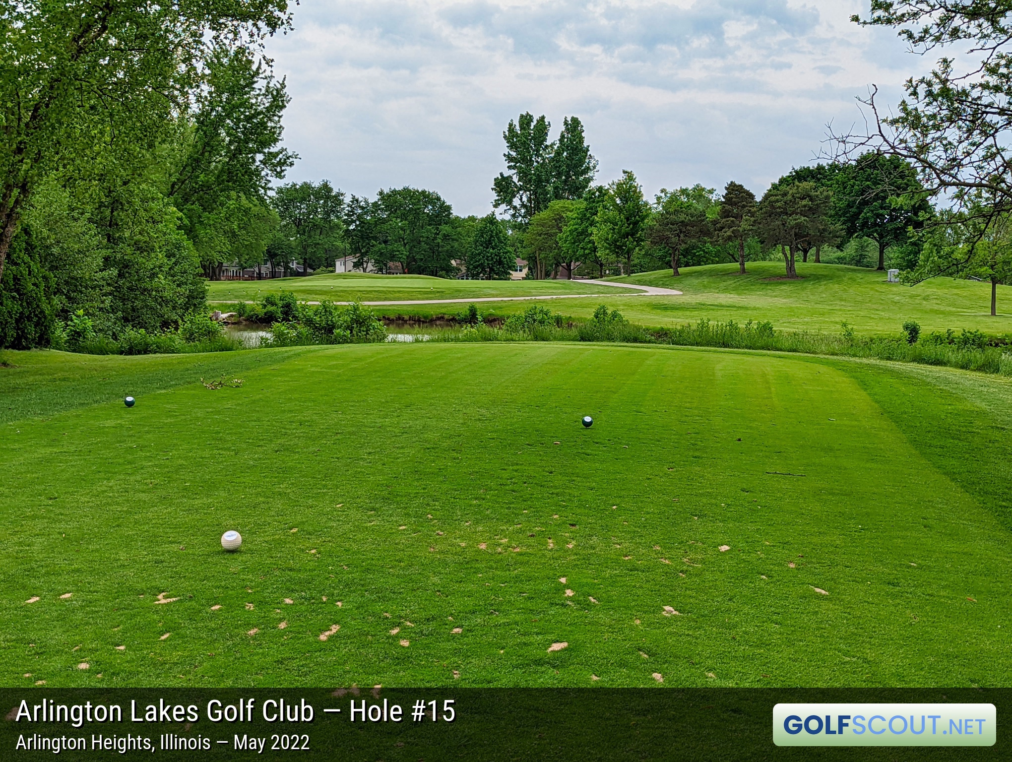 Photo of hole #15 at Arlington Lakes Golf Club in Arlington Heights, Illinois. 