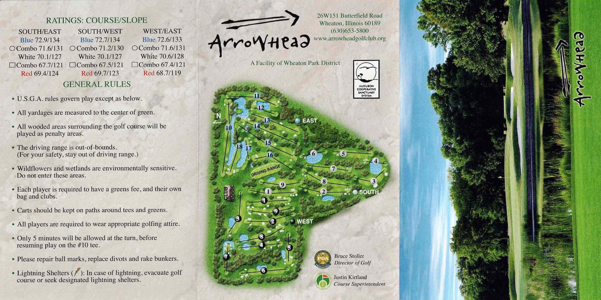 Scan of the scorecard from Arrowhead South Course in Wheaton, Illinois. 