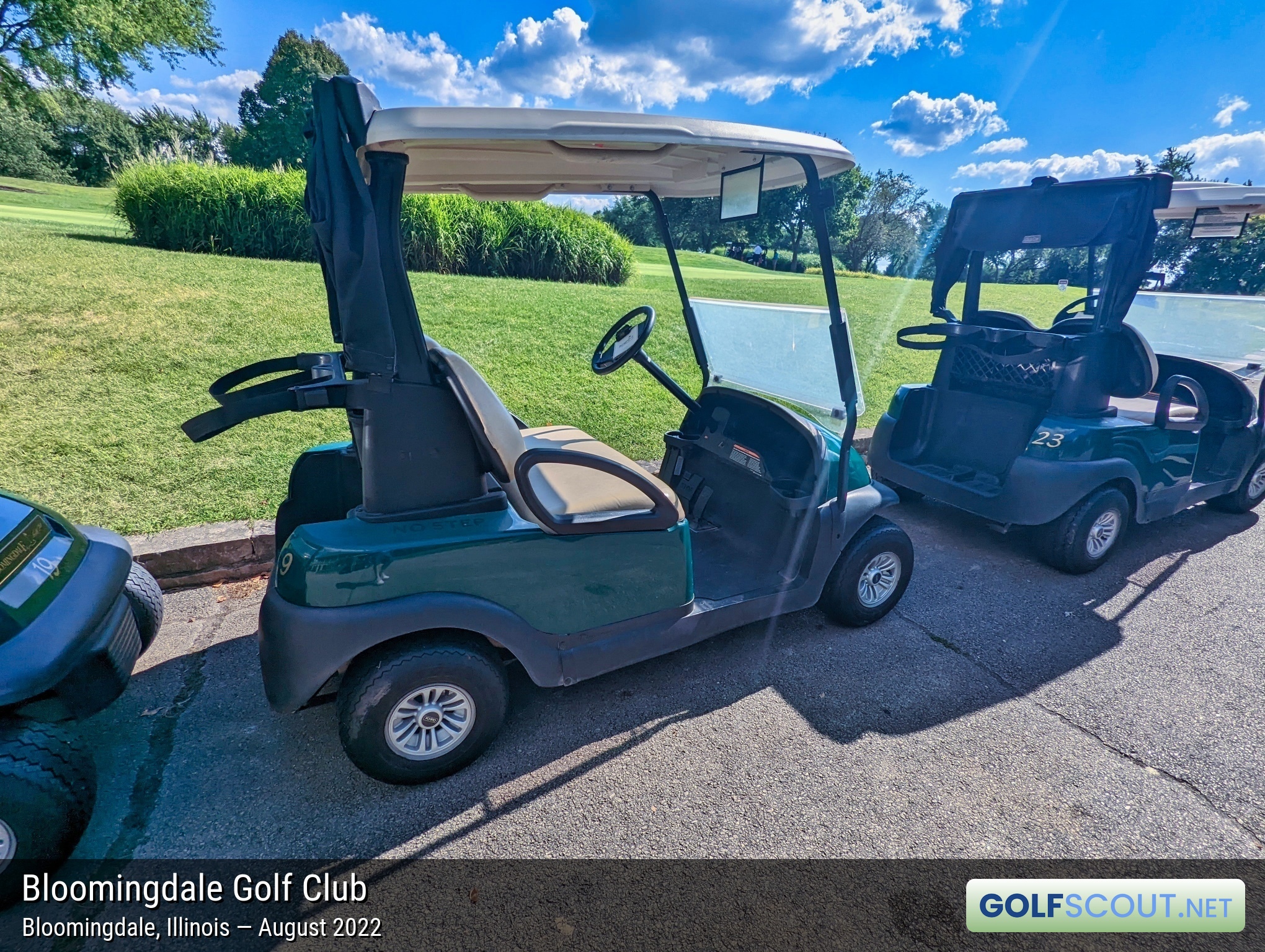 Photo of the golf carts at Bloomingdale Golf Club in Bloomingdale, Illinois. 