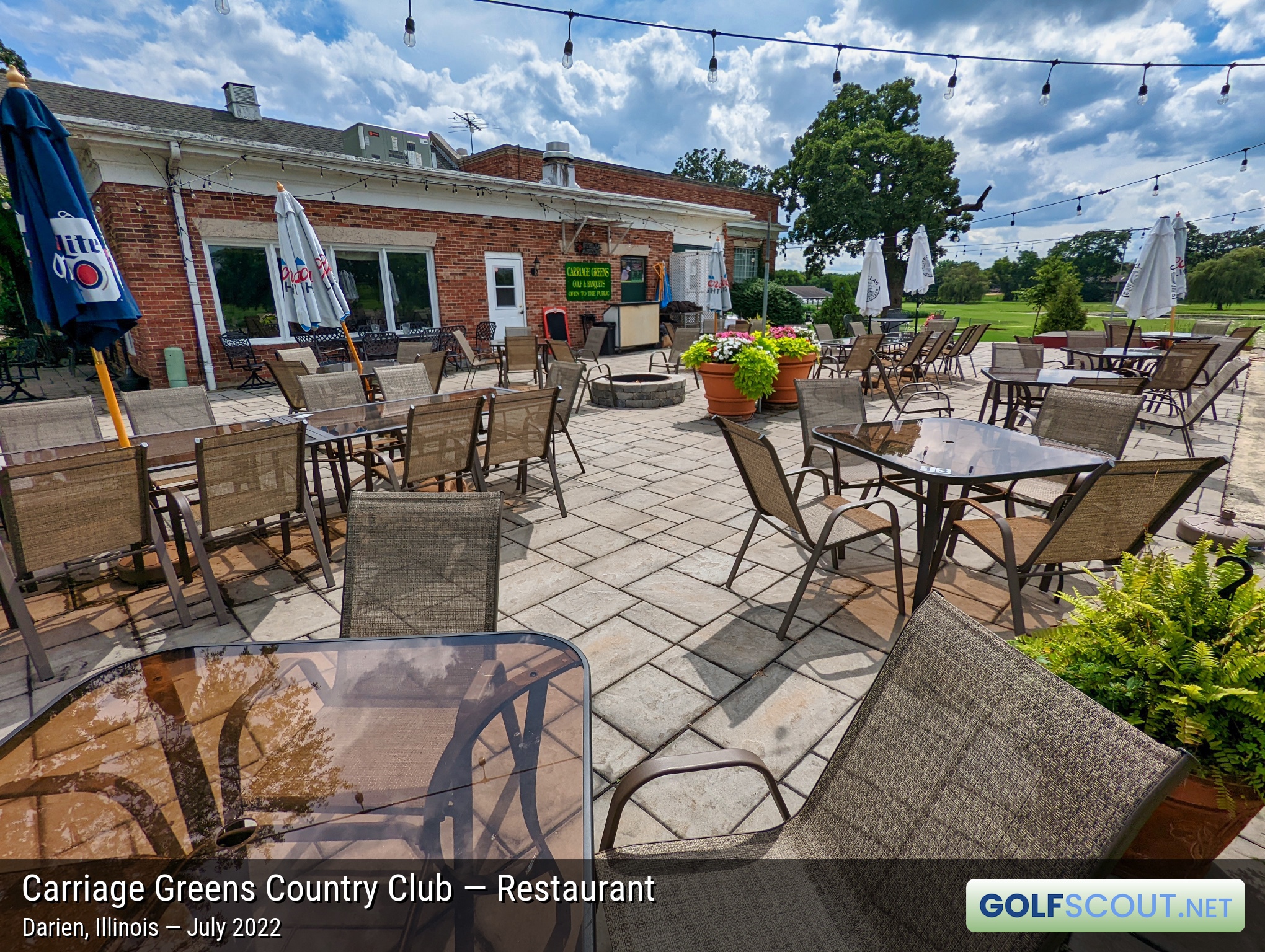 Photo of the restaurant at Carriage Greens Country Club in Darien, Illinois. The patio was installed in 2020.
