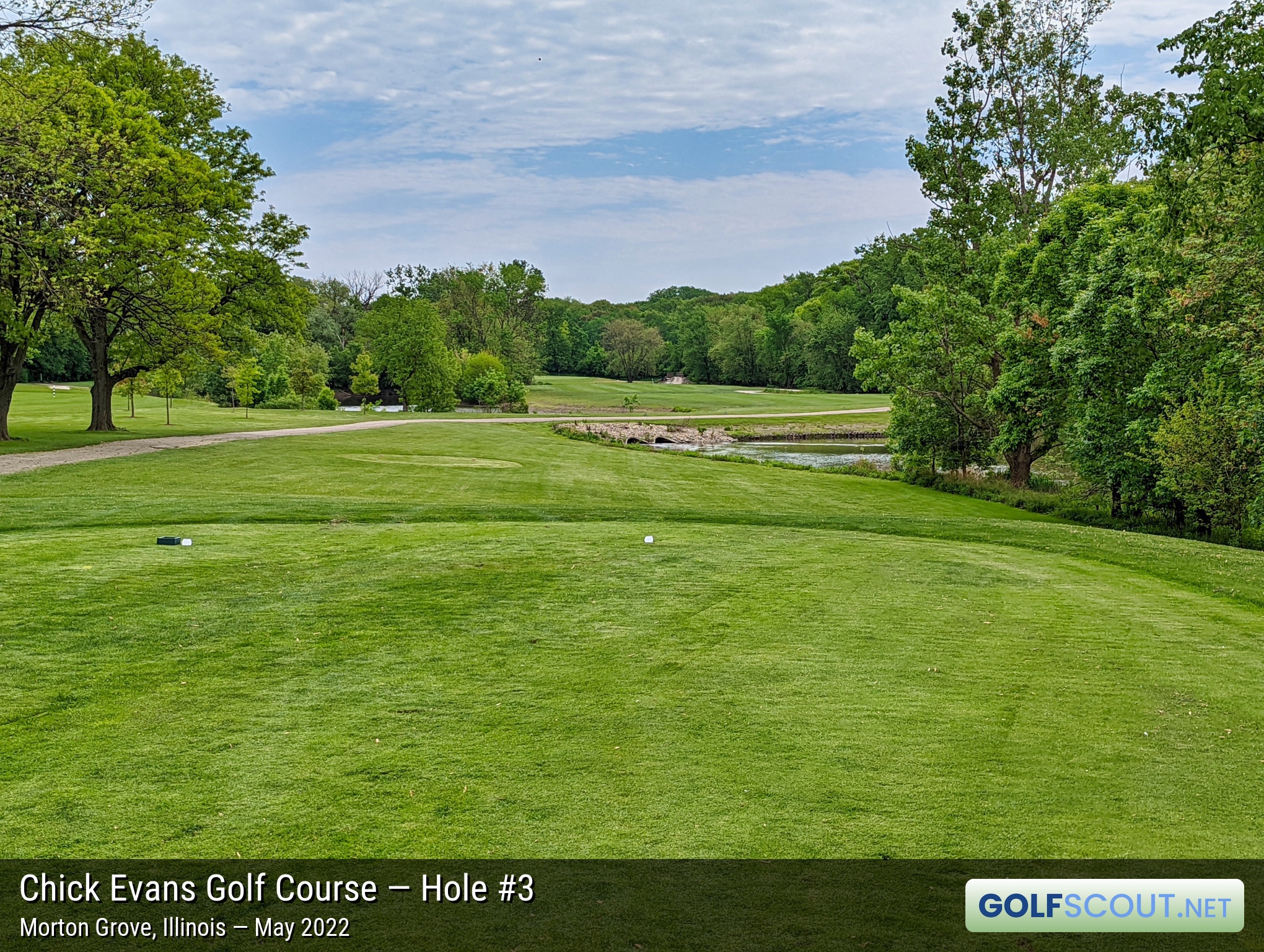 Photo of hole #3 at Chick Evans Golf Course in Morton Grove, Illinois. 