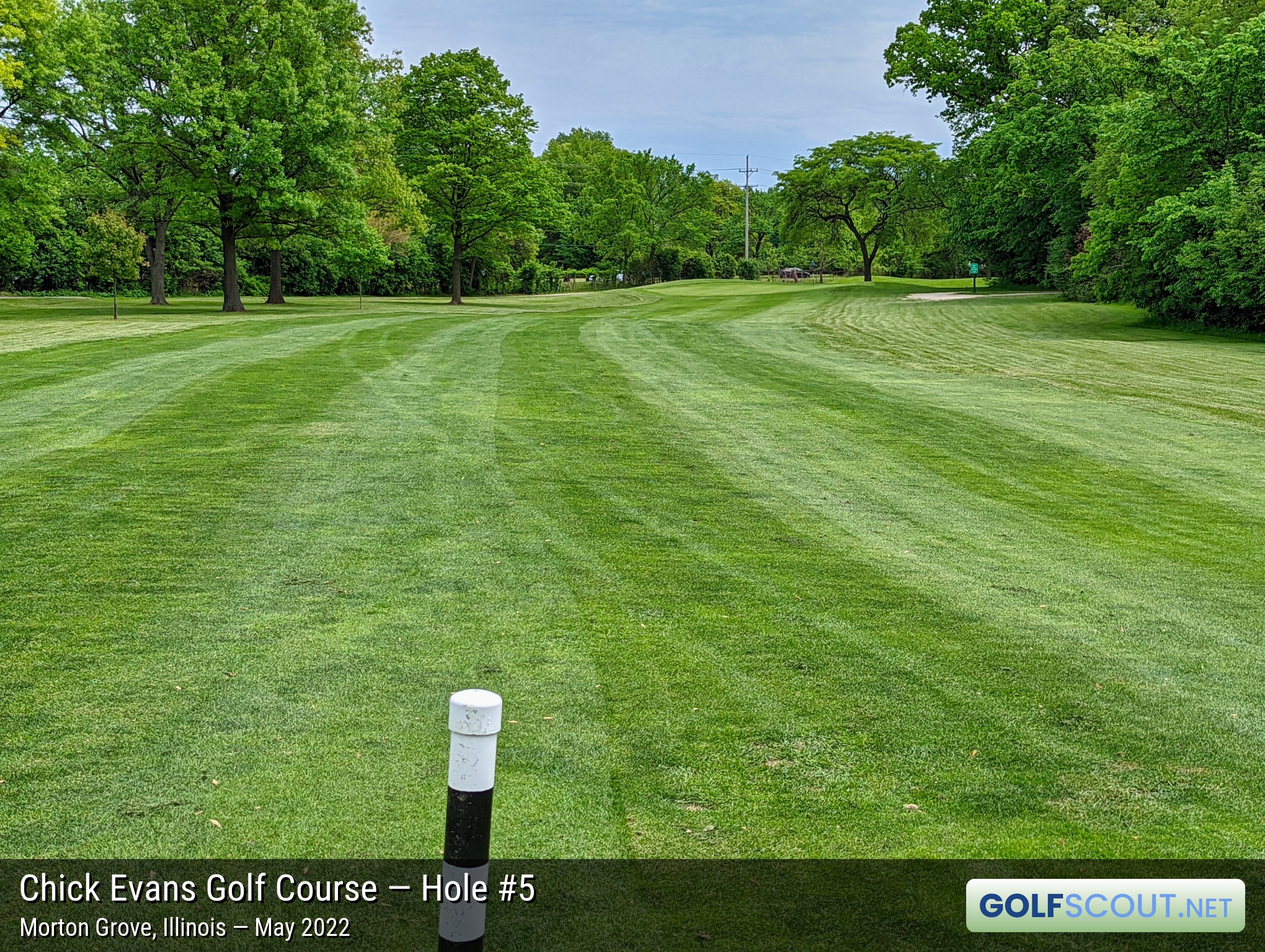 Photo of hole #5 at Chick Evans Golf Course in Morton Grove, Illinois. 