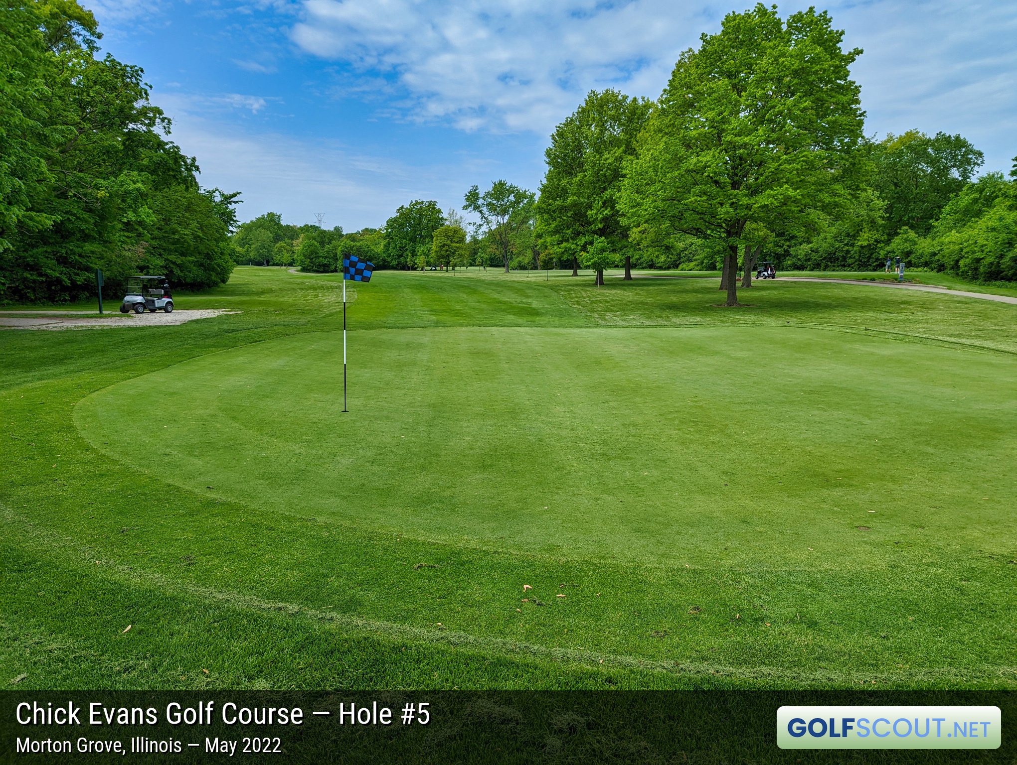 Photo of hole #5 at Chick Evans Golf Course in Morton Grove, Illinois. 