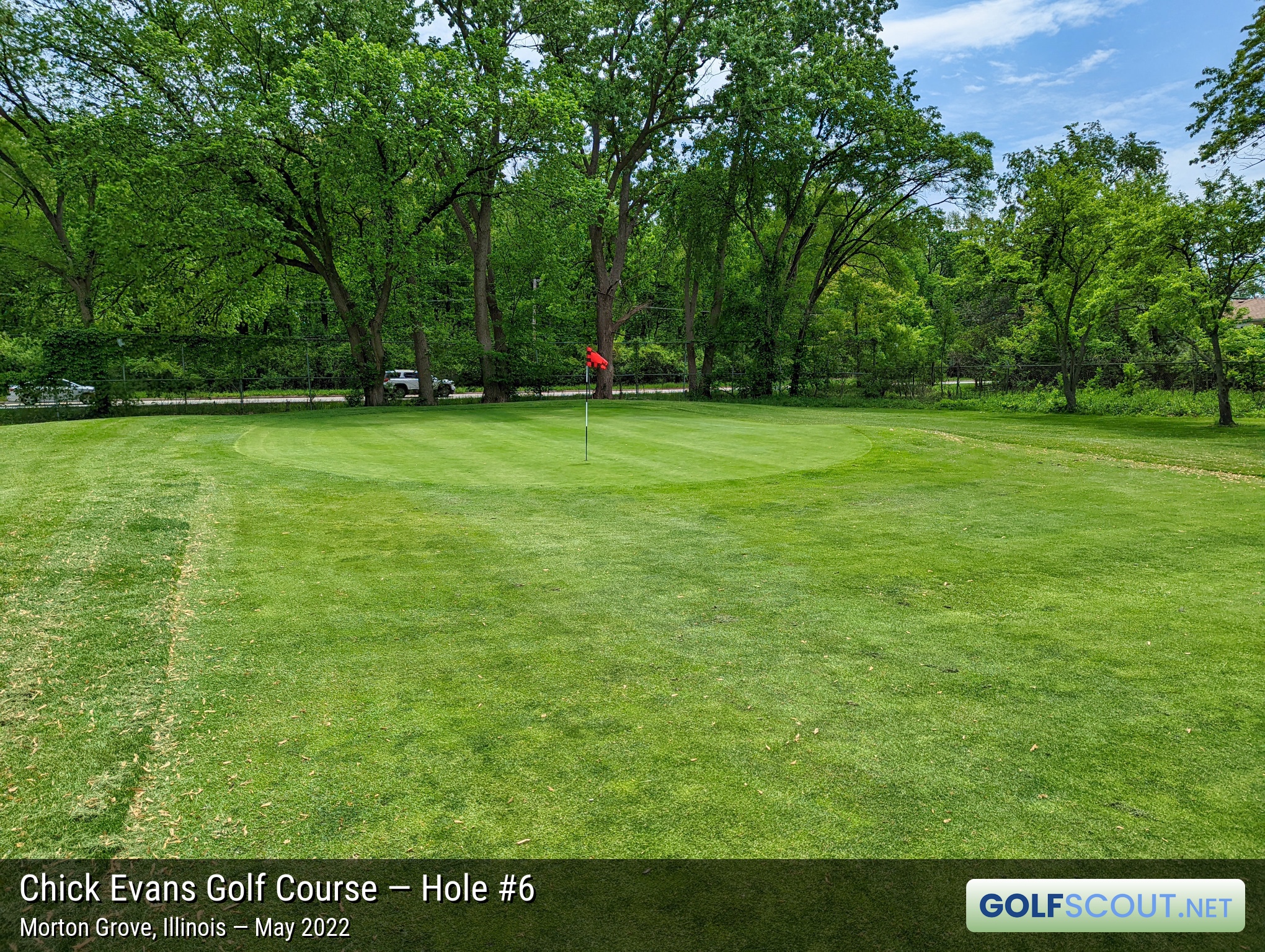 Photo of hole #6 at Chick Evans Golf Course in Morton Grove, Illinois. 