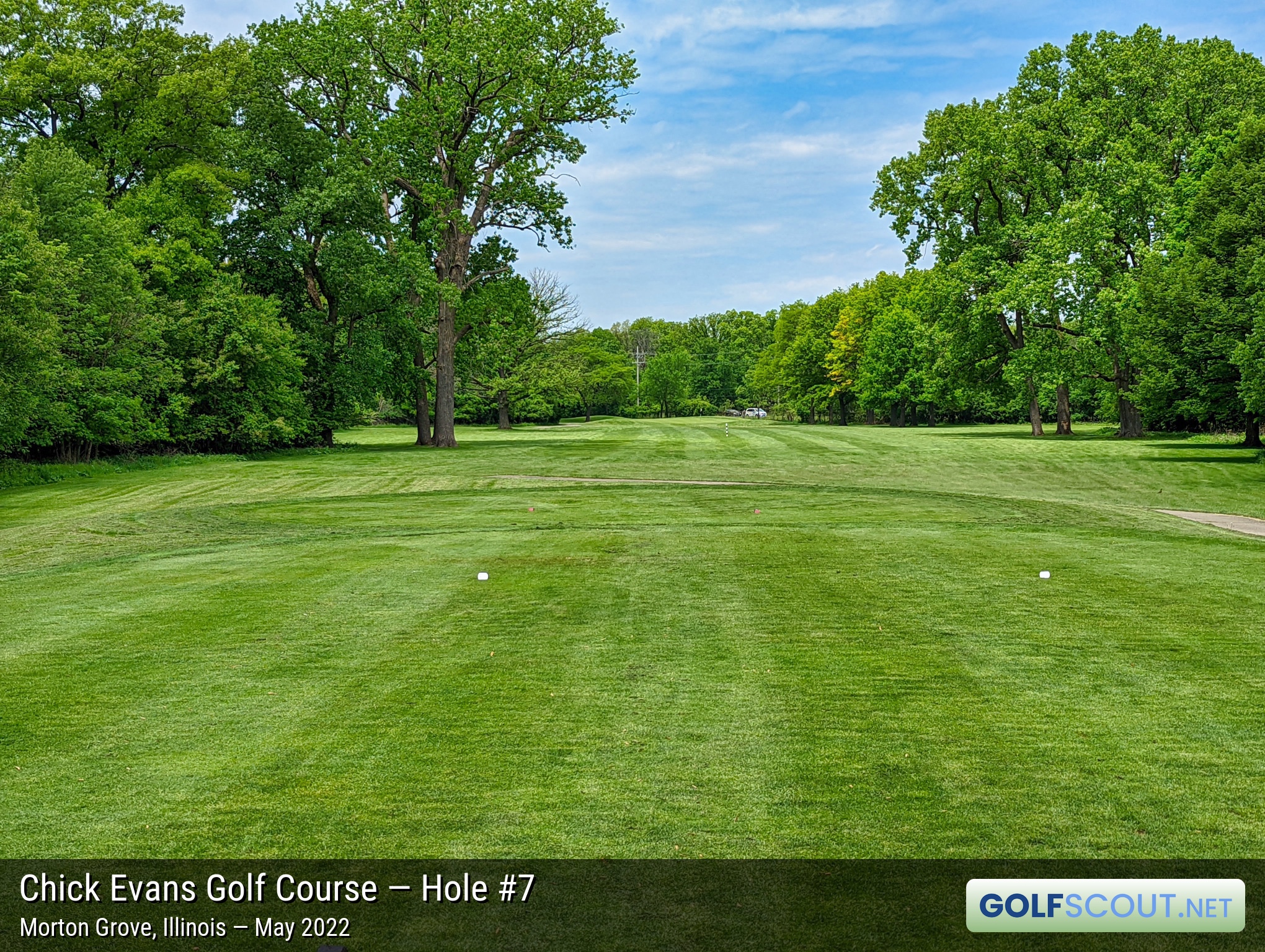 Photo of hole #7 at Chick Evans Golf Course in Morton Grove, Illinois. 