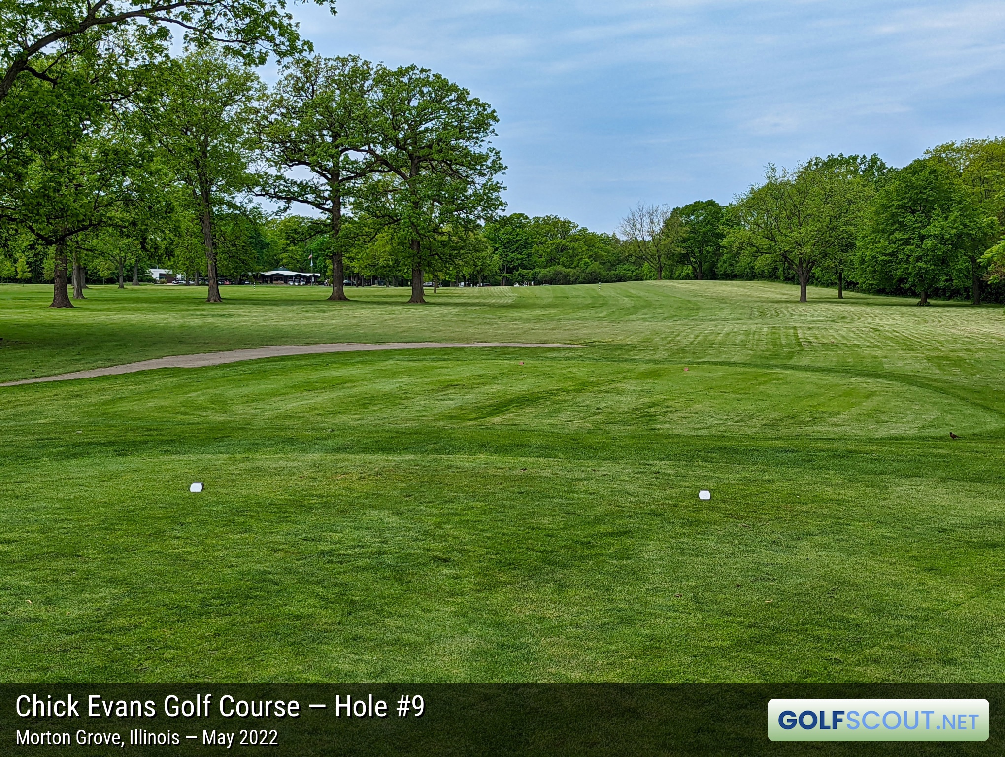Photo of hole #9 at Chick Evans Golf Course in Morton Grove, Illinois. 