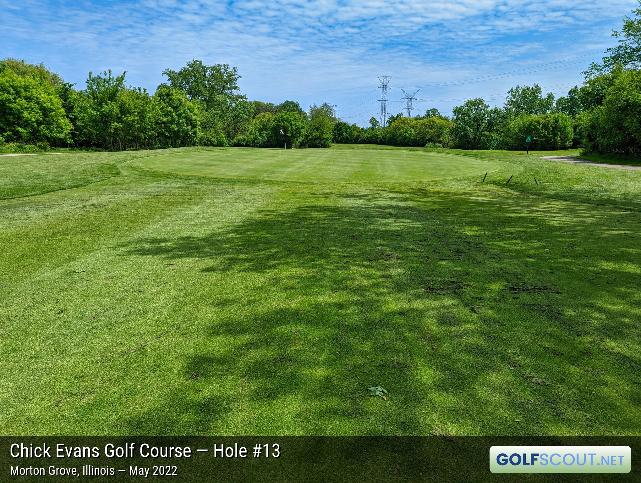 Photo of hole #13 at Chick Evans Golf Course in Morton Grove, Illinois. 