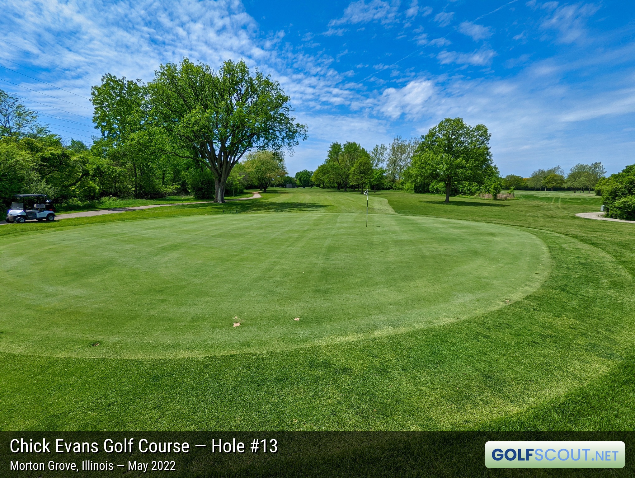 Photo of hole #13 at Chick Evans Golf Course in Morton Grove, Illinois. 