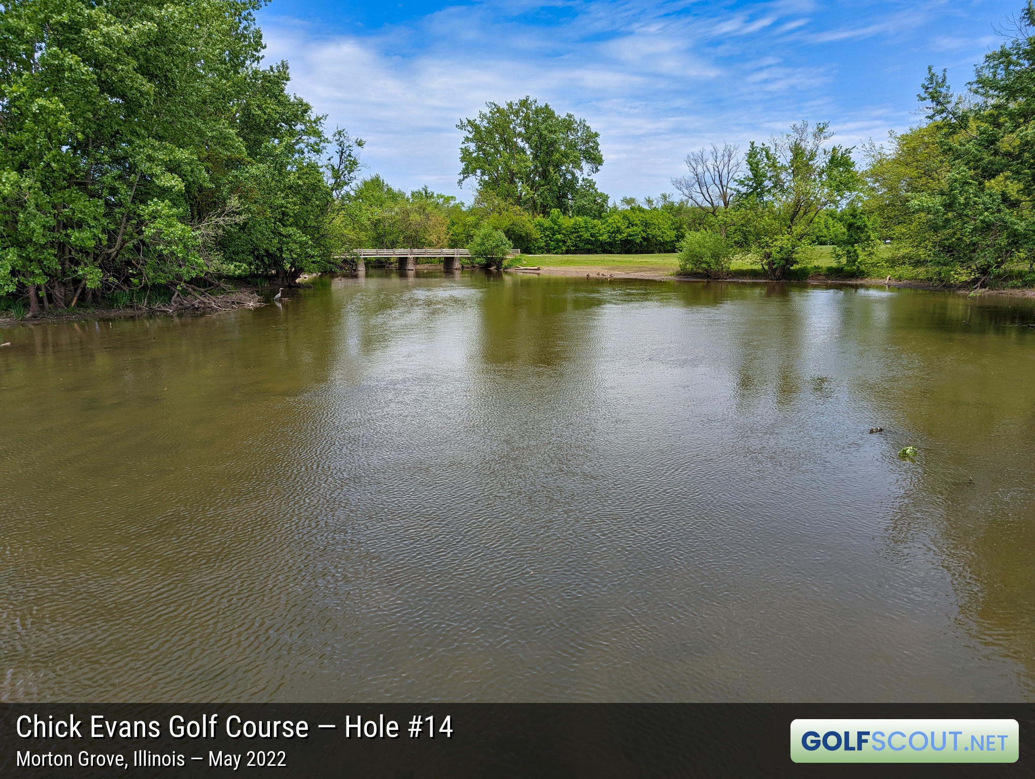 Photo of hole #14 at Chick Evans Golf Course in Morton Grove, Illinois. 