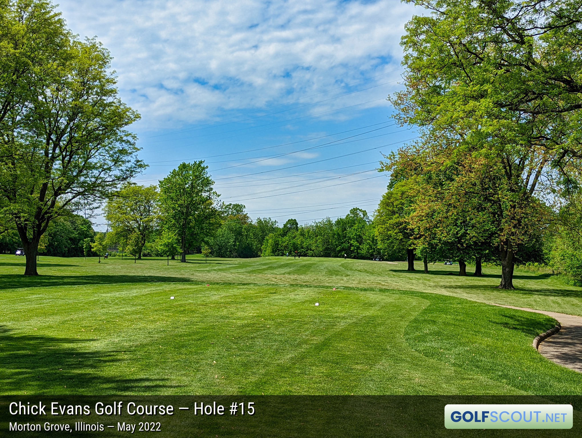 Photo of hole #15 at Chick Evans Golf Course in Morton Grove, Illinois. 