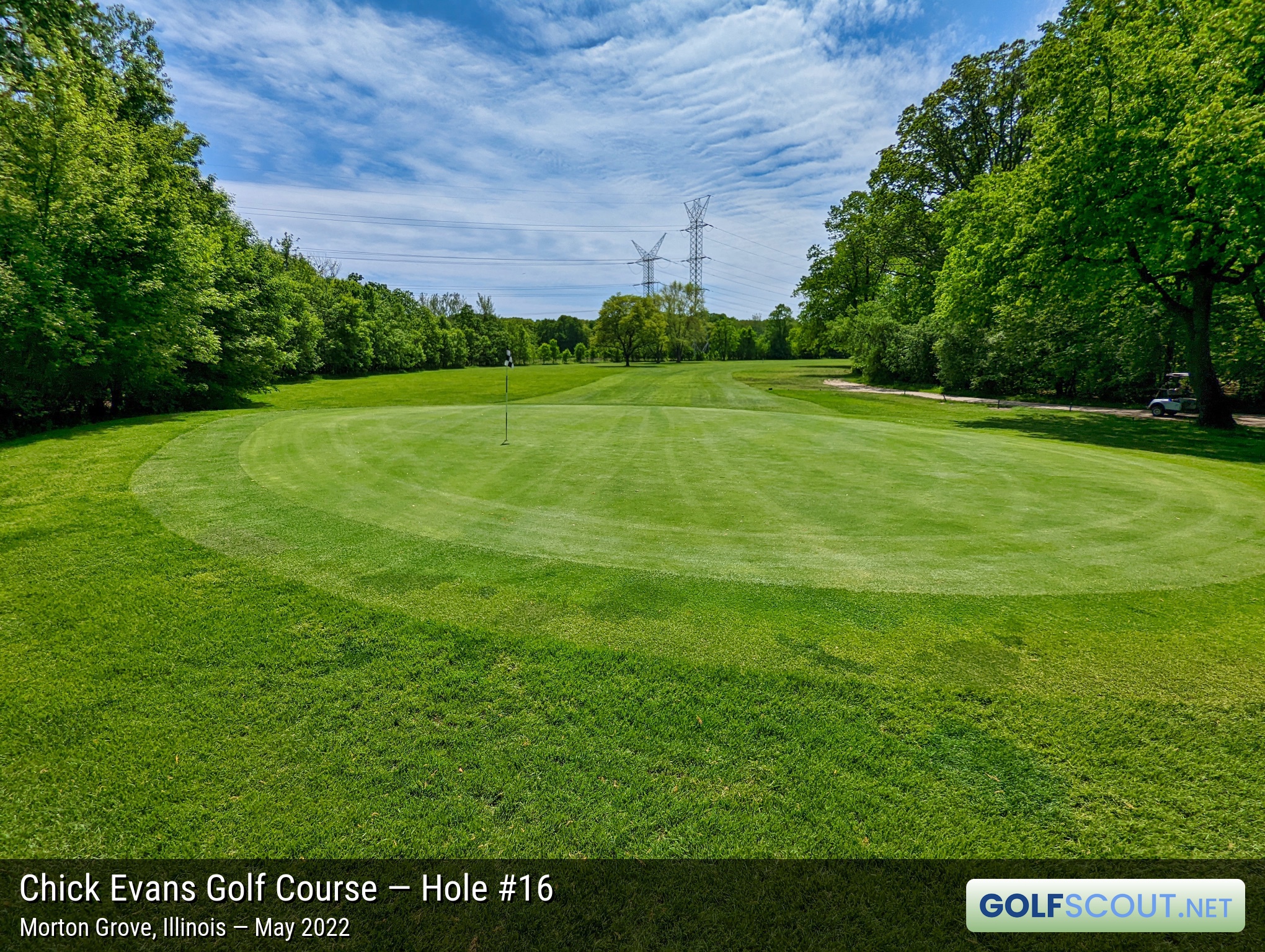 Photo of hole #16 at Chick Evans Golf Course in Morton Grove, Illinois. 