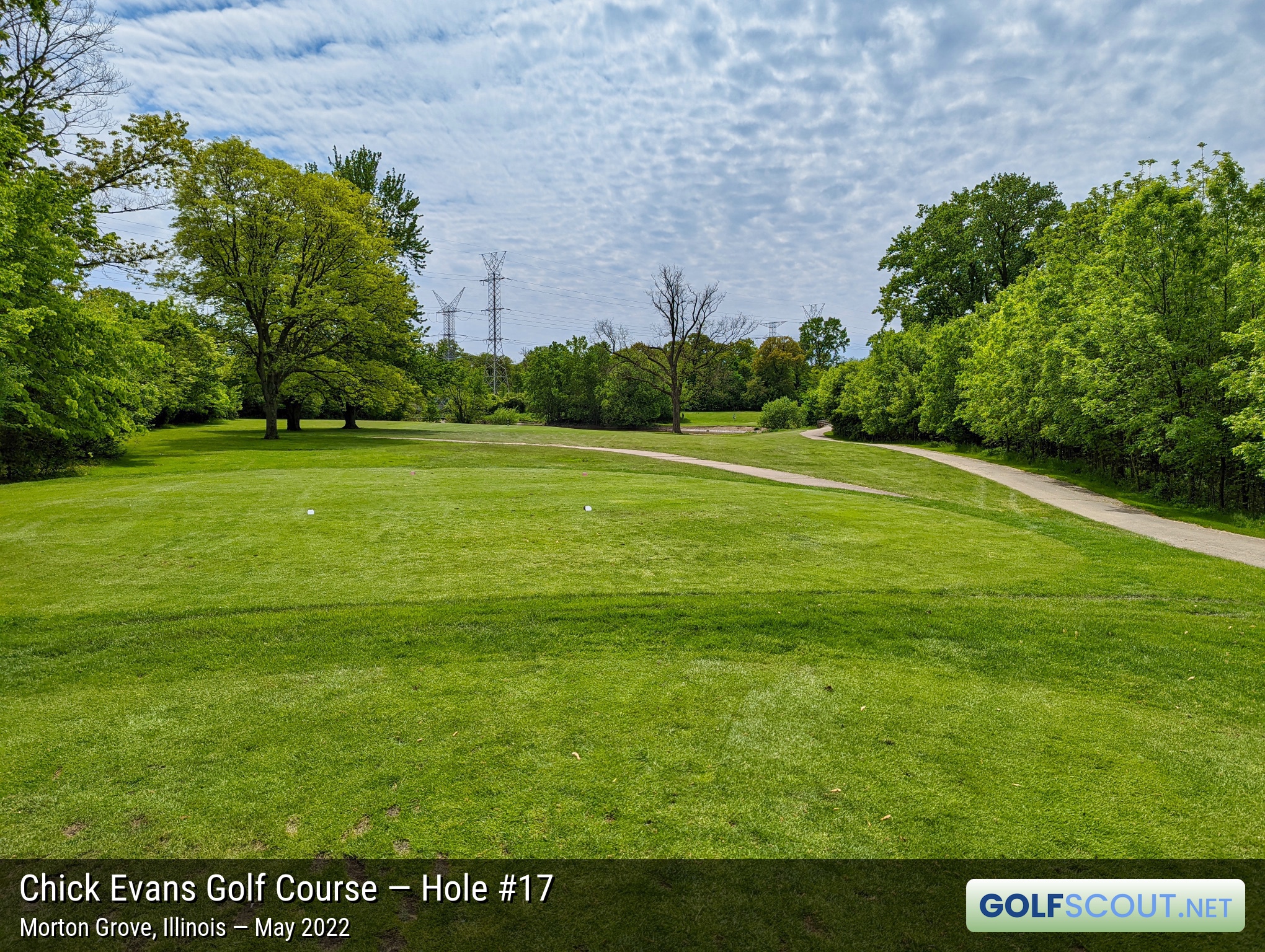 Photo of hole #17 at Chick Evans Golf Course in Morton Grove, Illinois. 