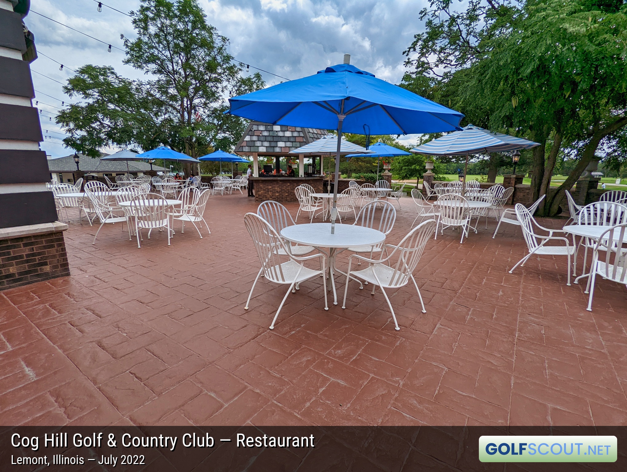 Photo of the restaurant at Cog Hill Course #1 in Lemont, Illinois. The outdoor patio.