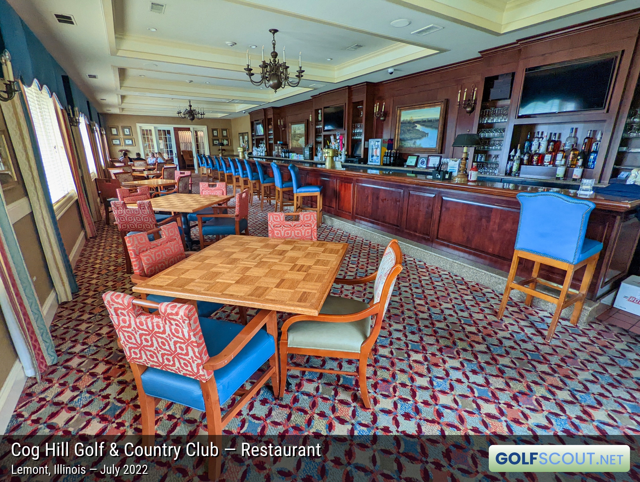 Photo of the restaurant at Cog Hill Course #1 in Lemont, Illinois. Another angle of the bar.