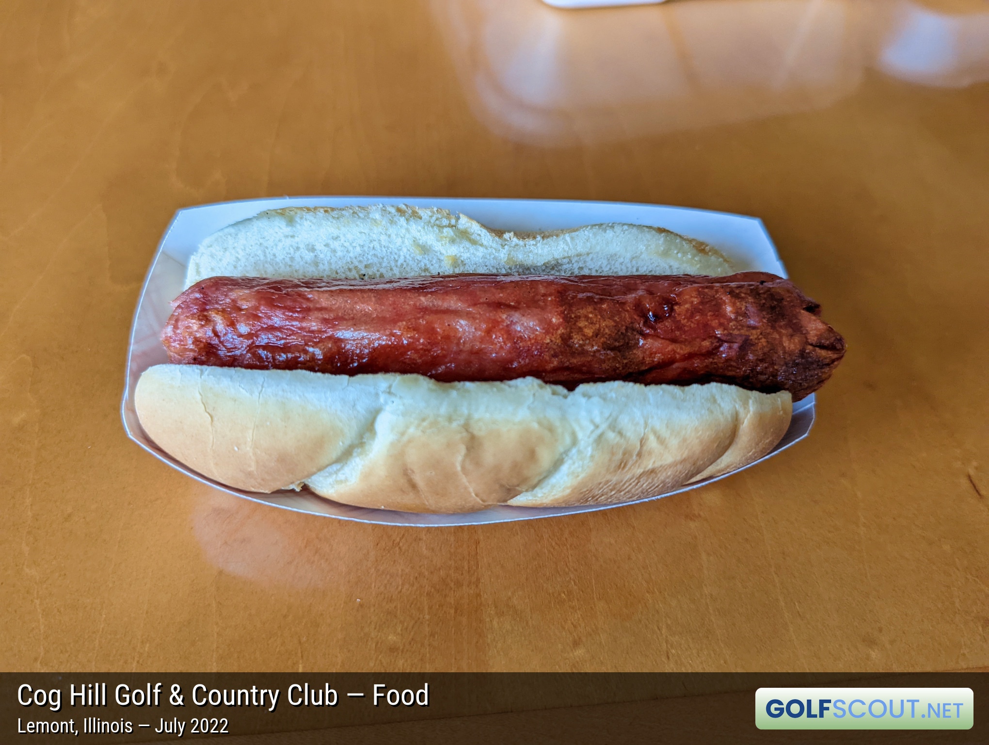 Photo of the food and dining at Cog Hill Course #2 - Ravines in Lemont, Illinois. Hot dog from Cog Hill. My quest to try a hot dog at every course in the Chicagoland area continues.