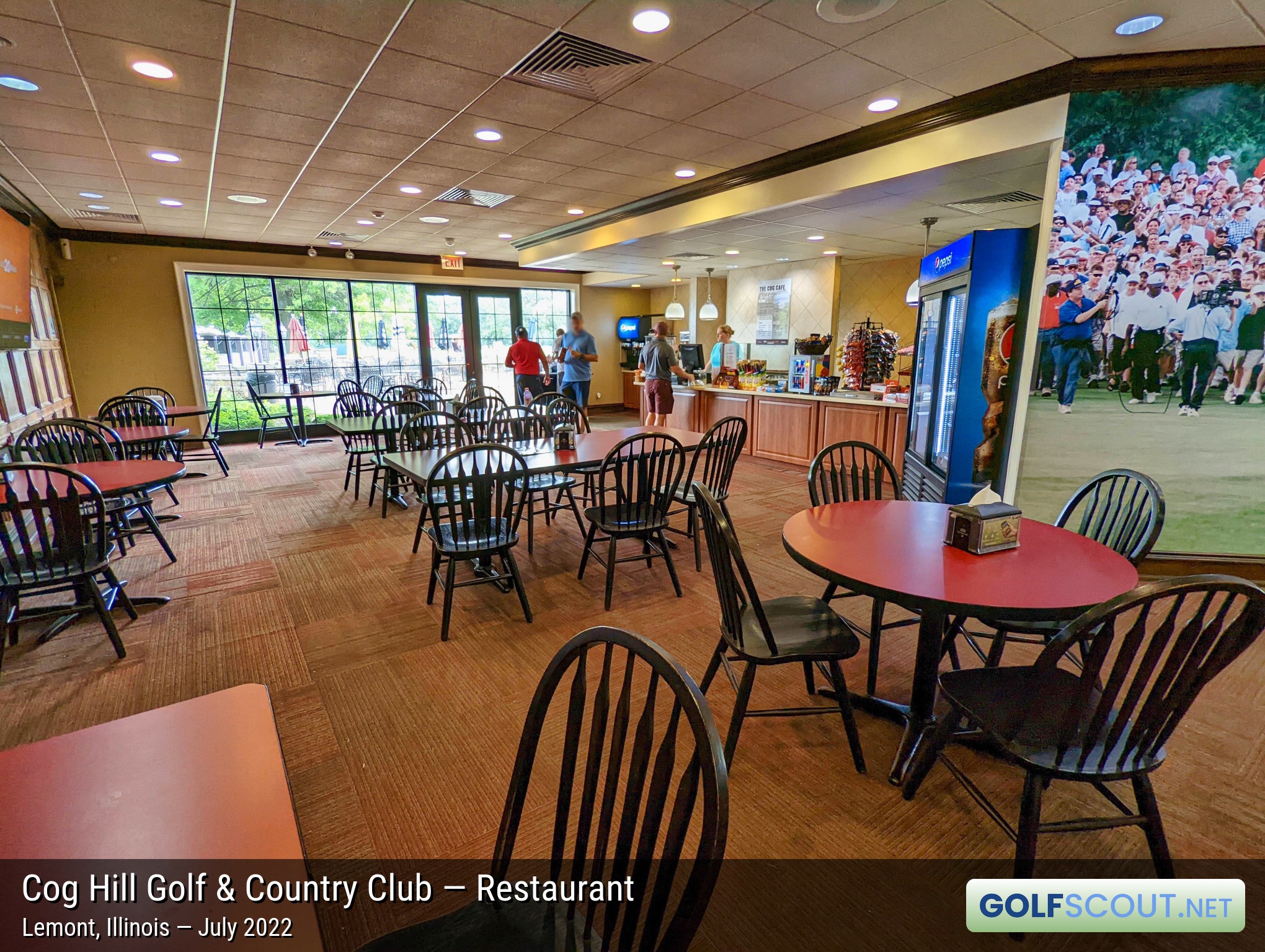 Photo of the restaurant at Cog Hill Course #2 - Ravines in Lemont, Illinois. The restaurant in the clubhouse for courses 2 and 4. Much more utilitarian and straightforward than in the main clubhouse across the street. 