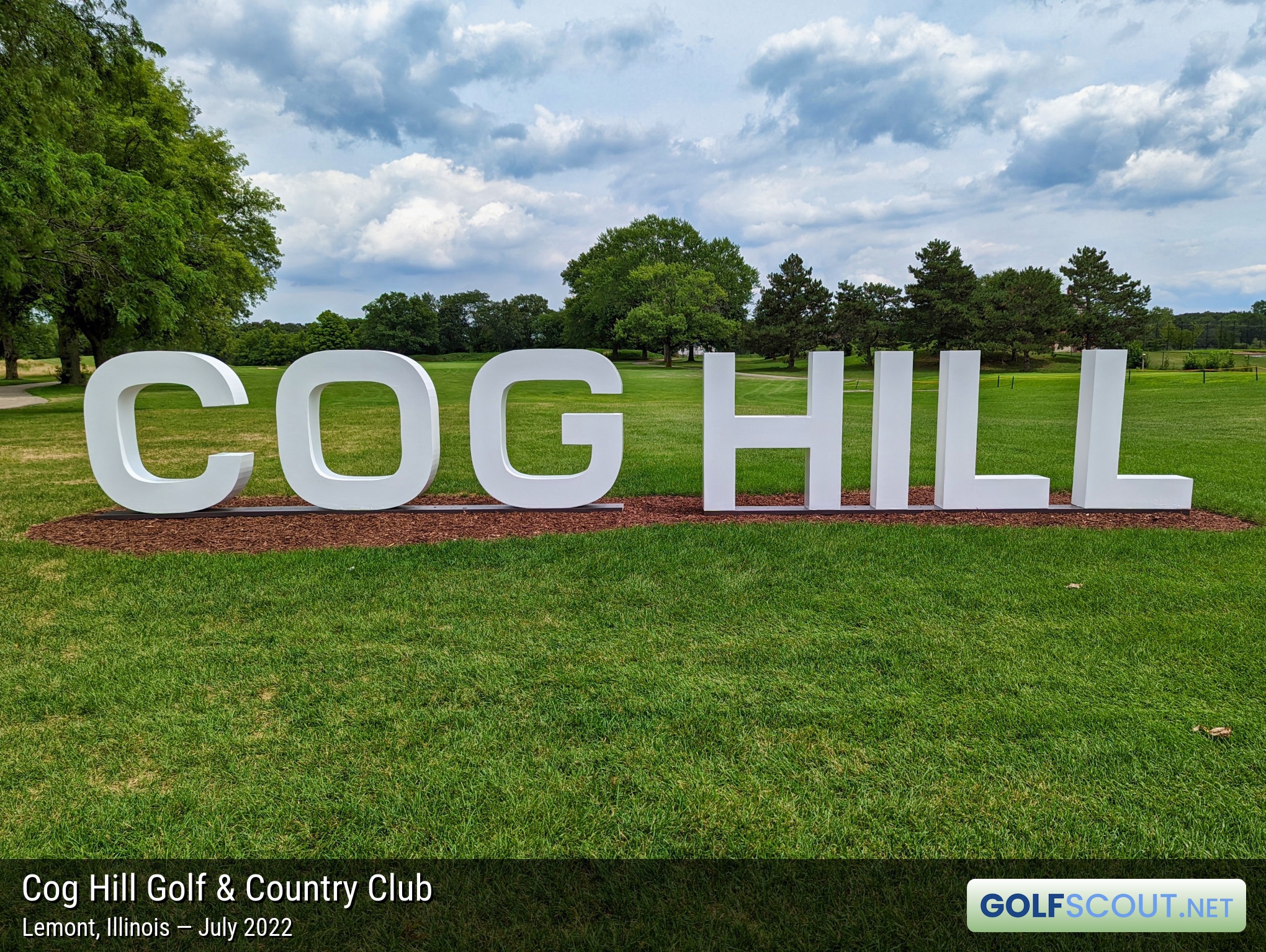 Miscellaneous photo of Cog Hill Course #3 in Lemont, Illinois. This giant sign is near the practice green for Dubsdread.
