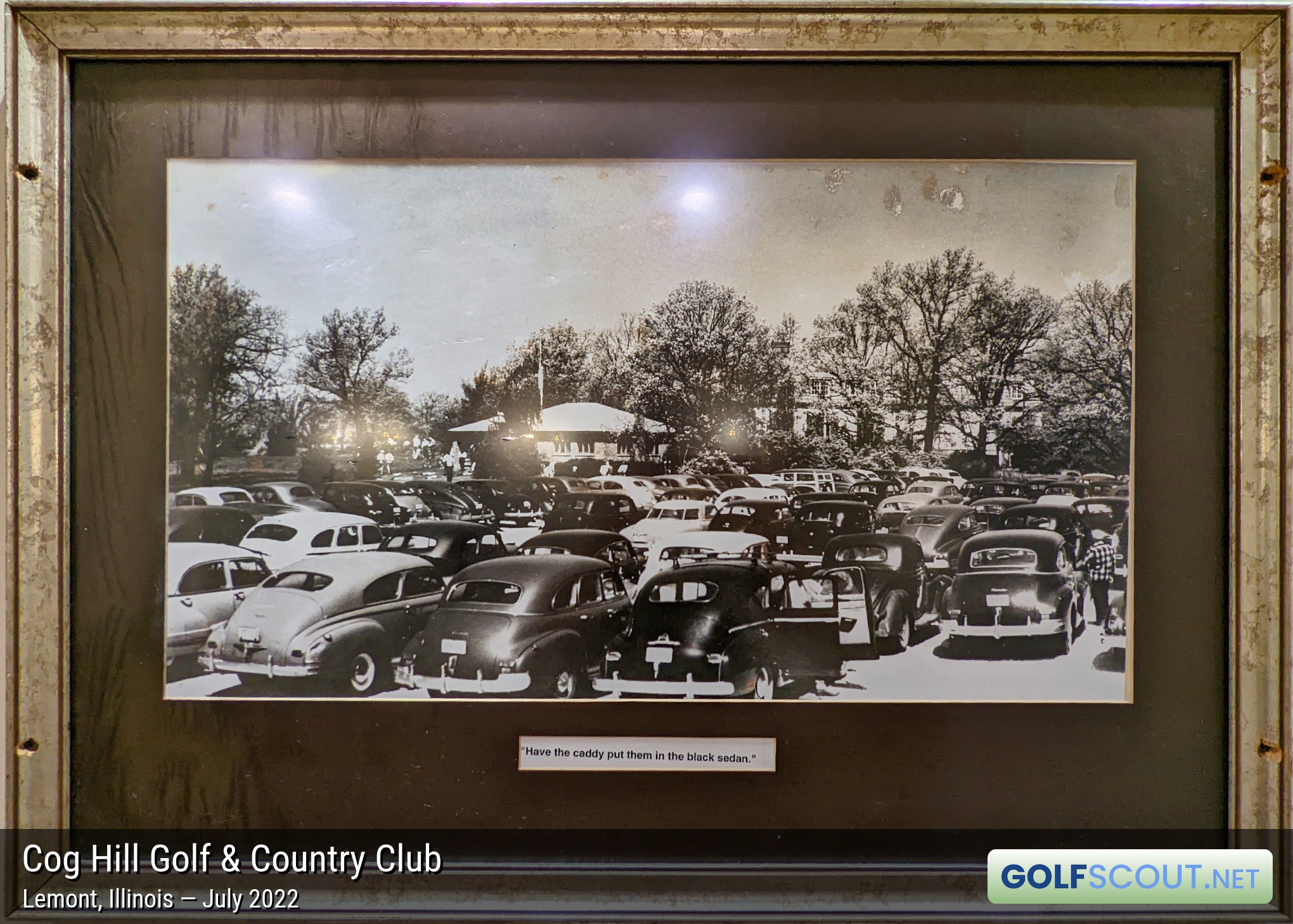 Miscellaneous photo of Cog Hill Course #4 - Dubsdread in Palos Park, Illinois. "Have the caddy put them in the black sedan." This framed photo is in the basement of the main clubhouse.