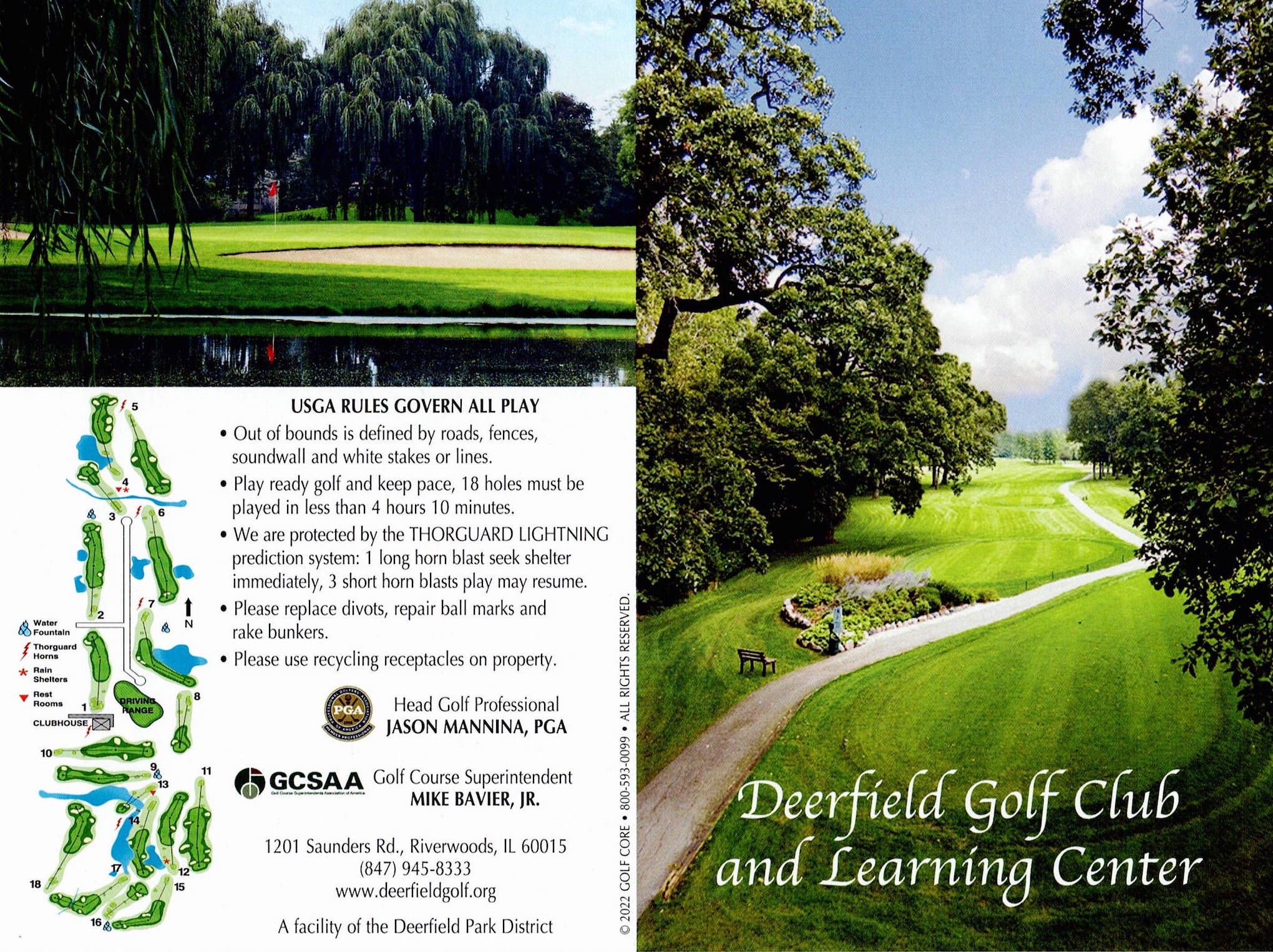 Scan of the scorecard from Deerfield Golf Club & Learning Center in Riverwoods, Illinois. 