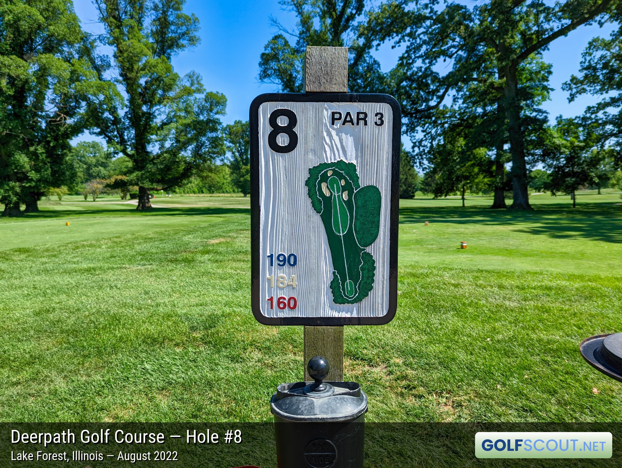 Photo of hole #8 at Deerpath Golf Course in Lake Forest, Illinois. 