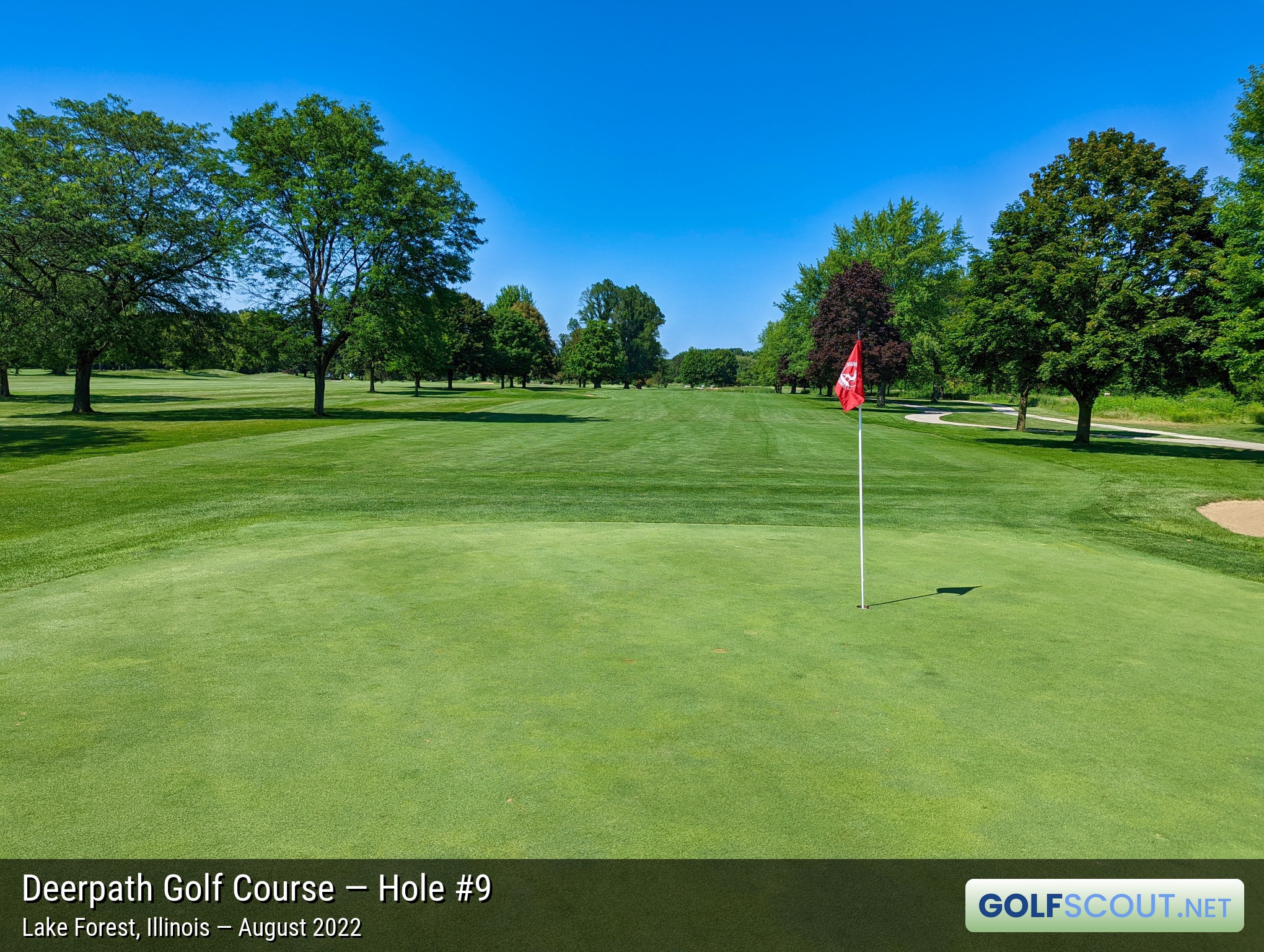 Photo of hole #9 at Deerpath Golf Course in Lake Forest, Illinois. 