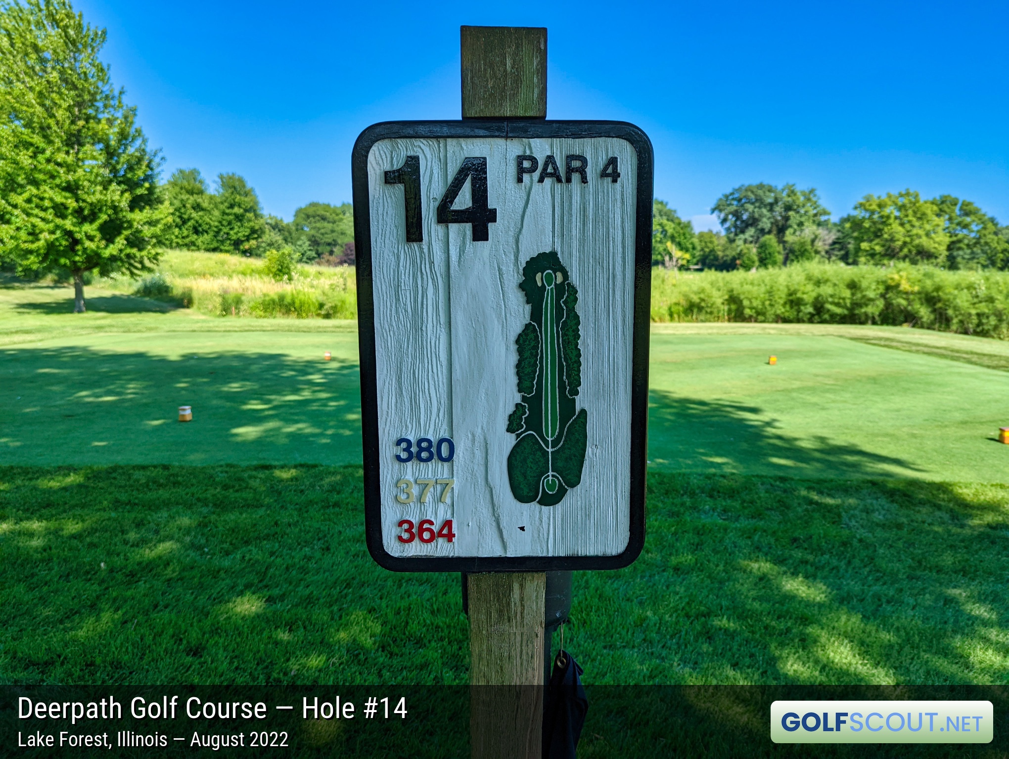 Photo of hole #14 at Deerpath Golf Course in Lake Forest, Illinois. 