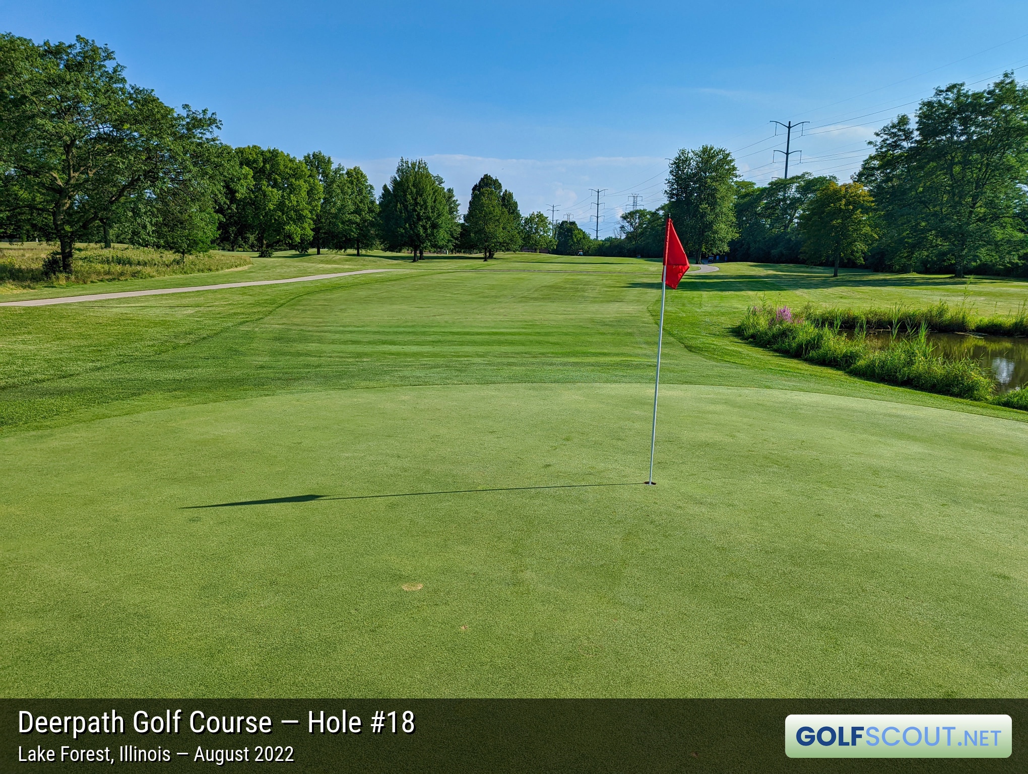 Photo of hole #18 at Deerpath Golf Course in Lake Forest, Illinois. 