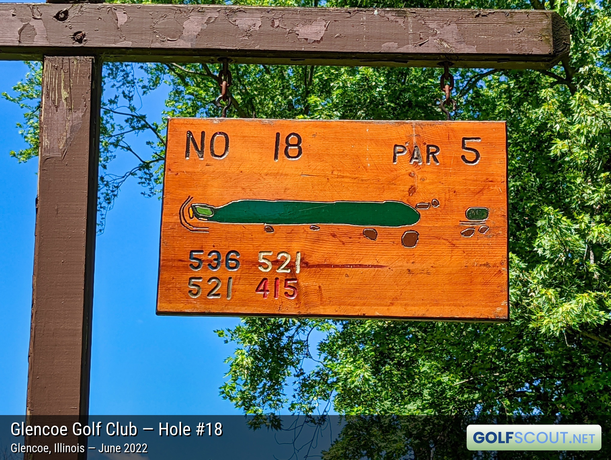 Photo of hole #18 at Glencoe Golf Club in Glencoe, Illinois. 
