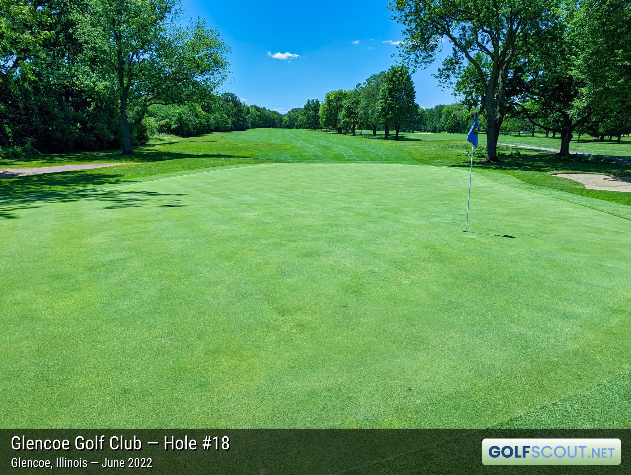 Photo of hole #18 at Glencoe Golf Club in Glencoe, Illinois. 