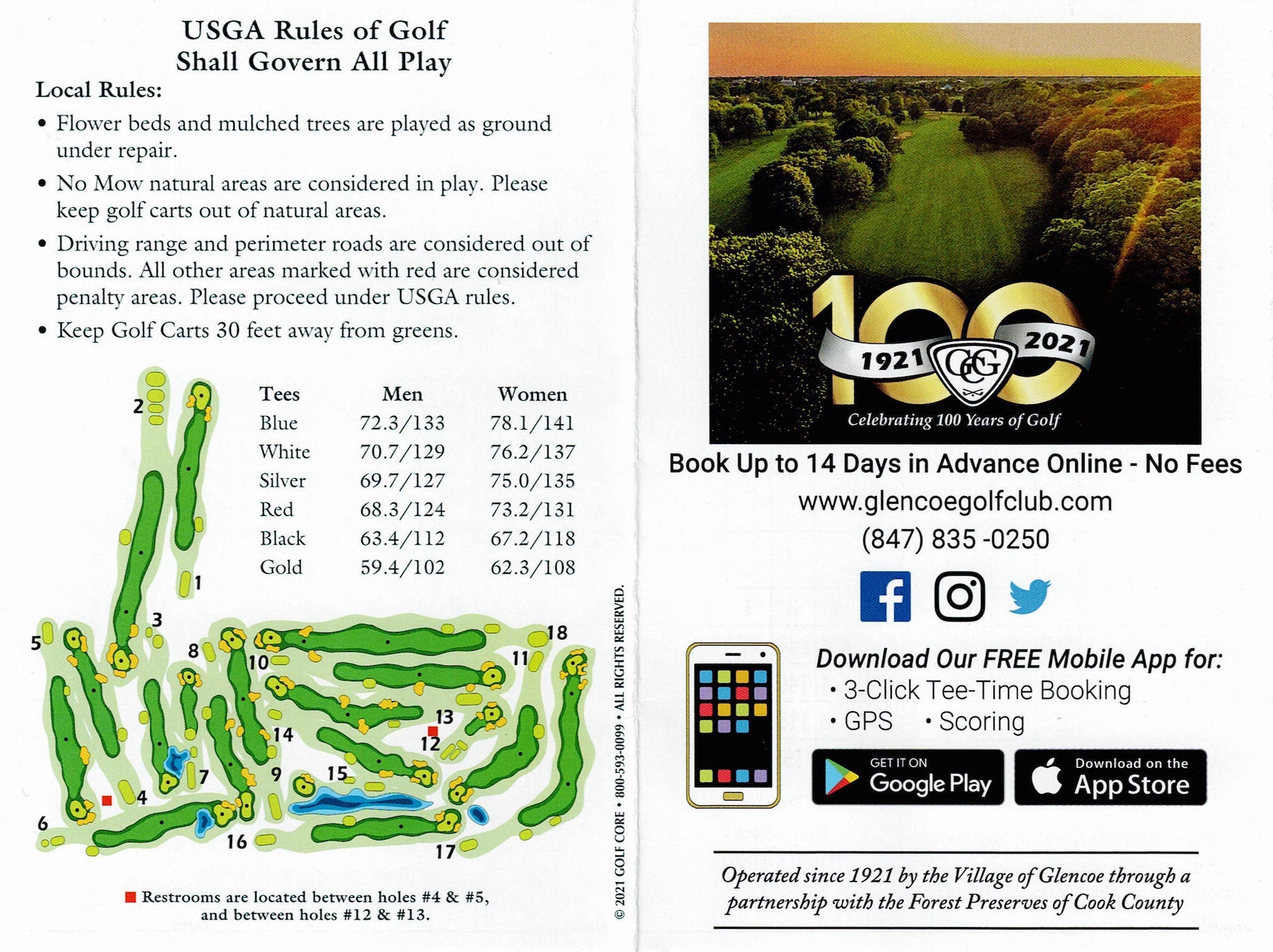 Scan of the scorecard from Glencoe Golf Club in Glencoe, Illinois. 