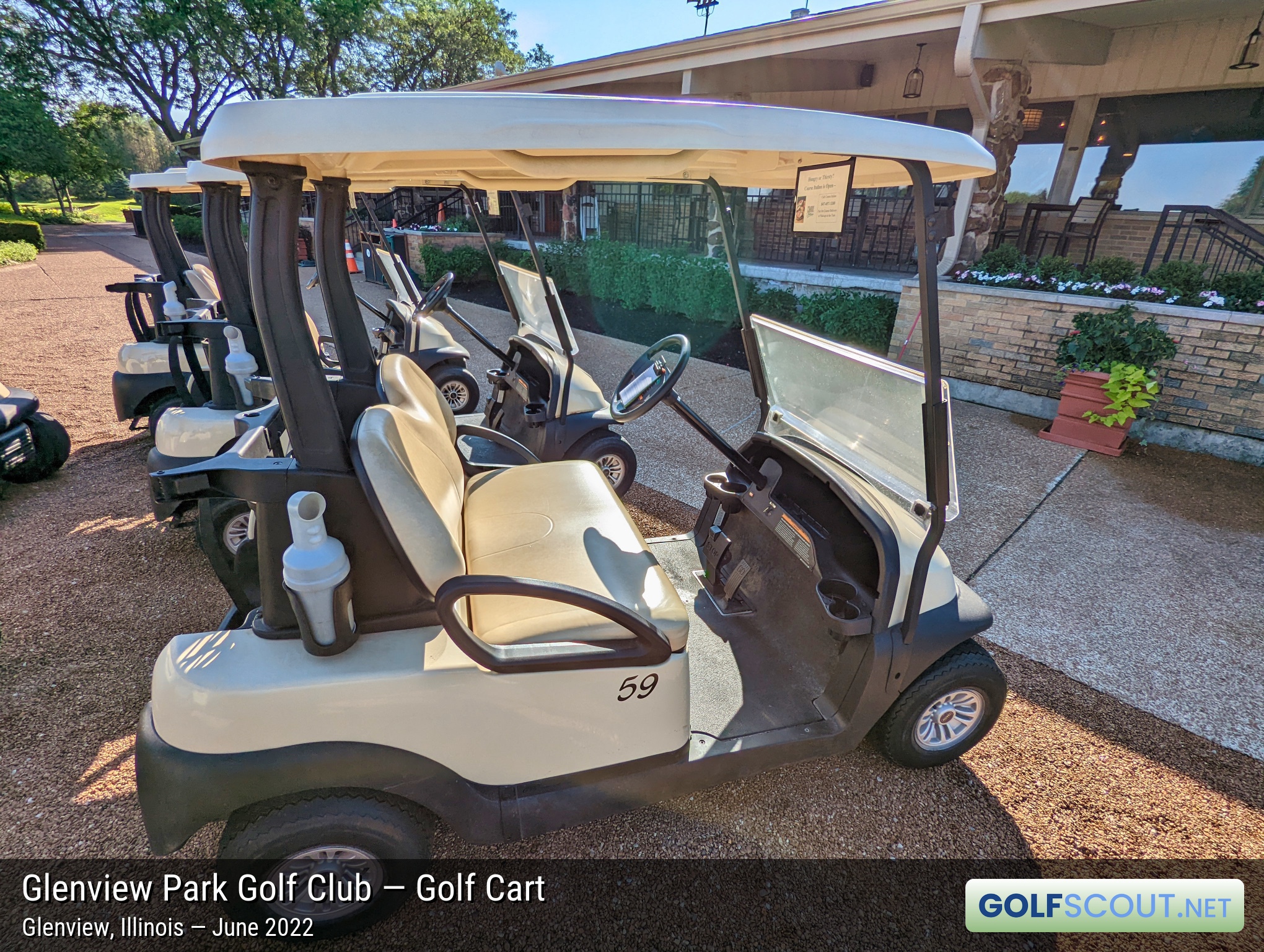 Photo of the golf carts at Glenview Park Golf Club in Glenview, Illinois. 