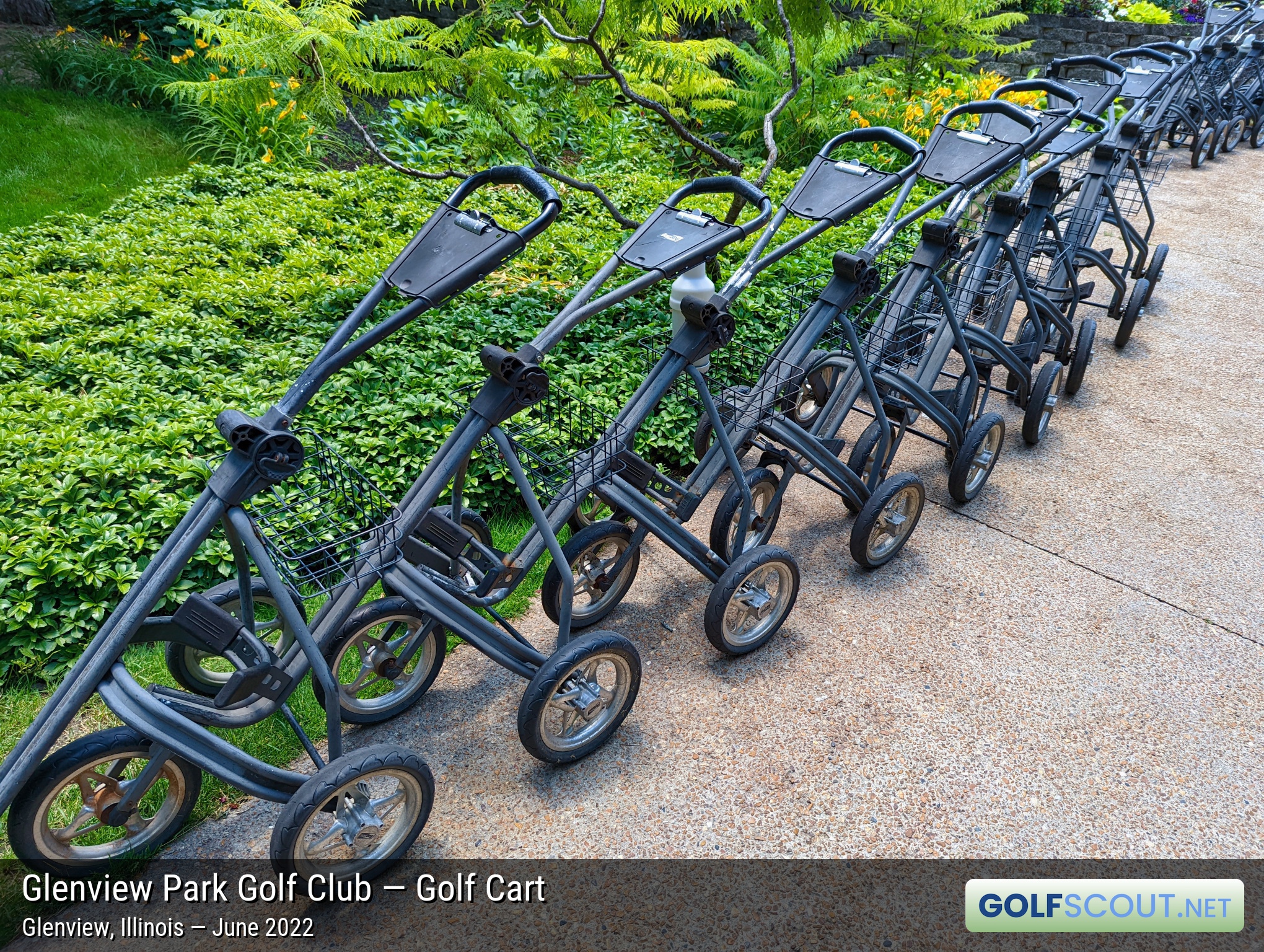 Photo of the golf carts at Glenview Park Golf Club in Glenview, Illinois. 