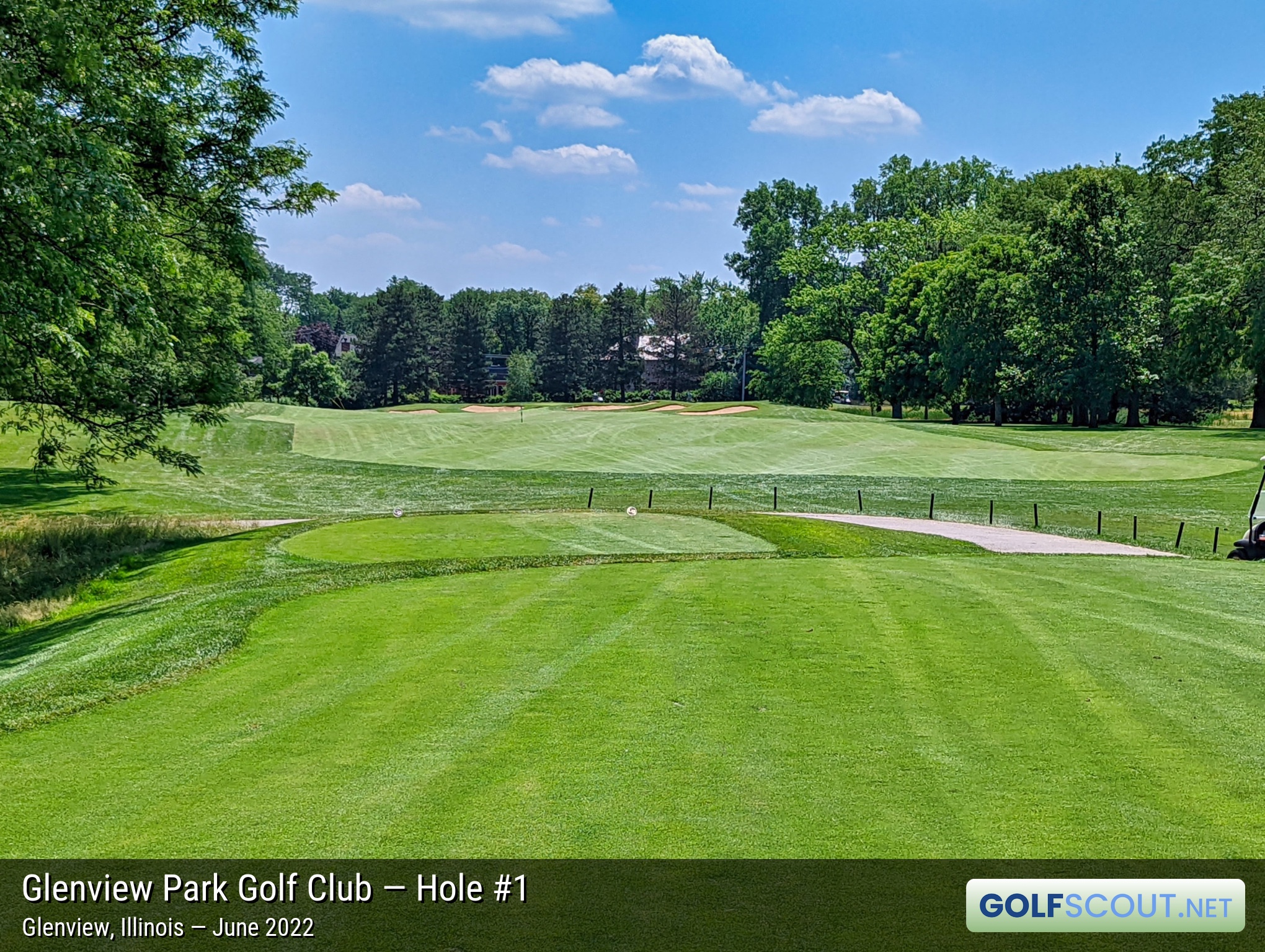 Photo of hole #1 at Glenview Park Golf Club in Glenview, Illinois. 