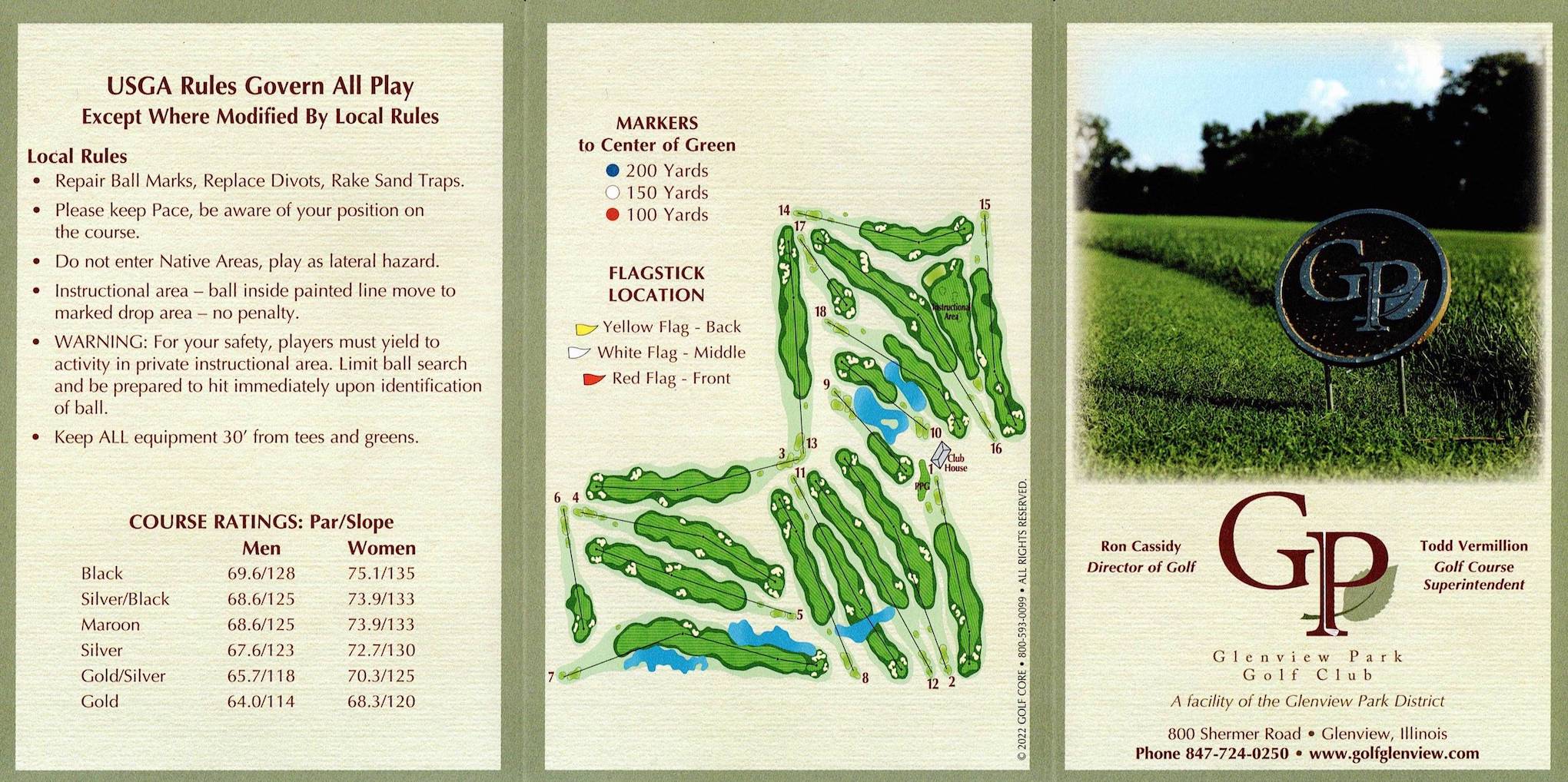 Scan of the scorecard from Glenview Park Golf Club in Glenview, Illinois. 