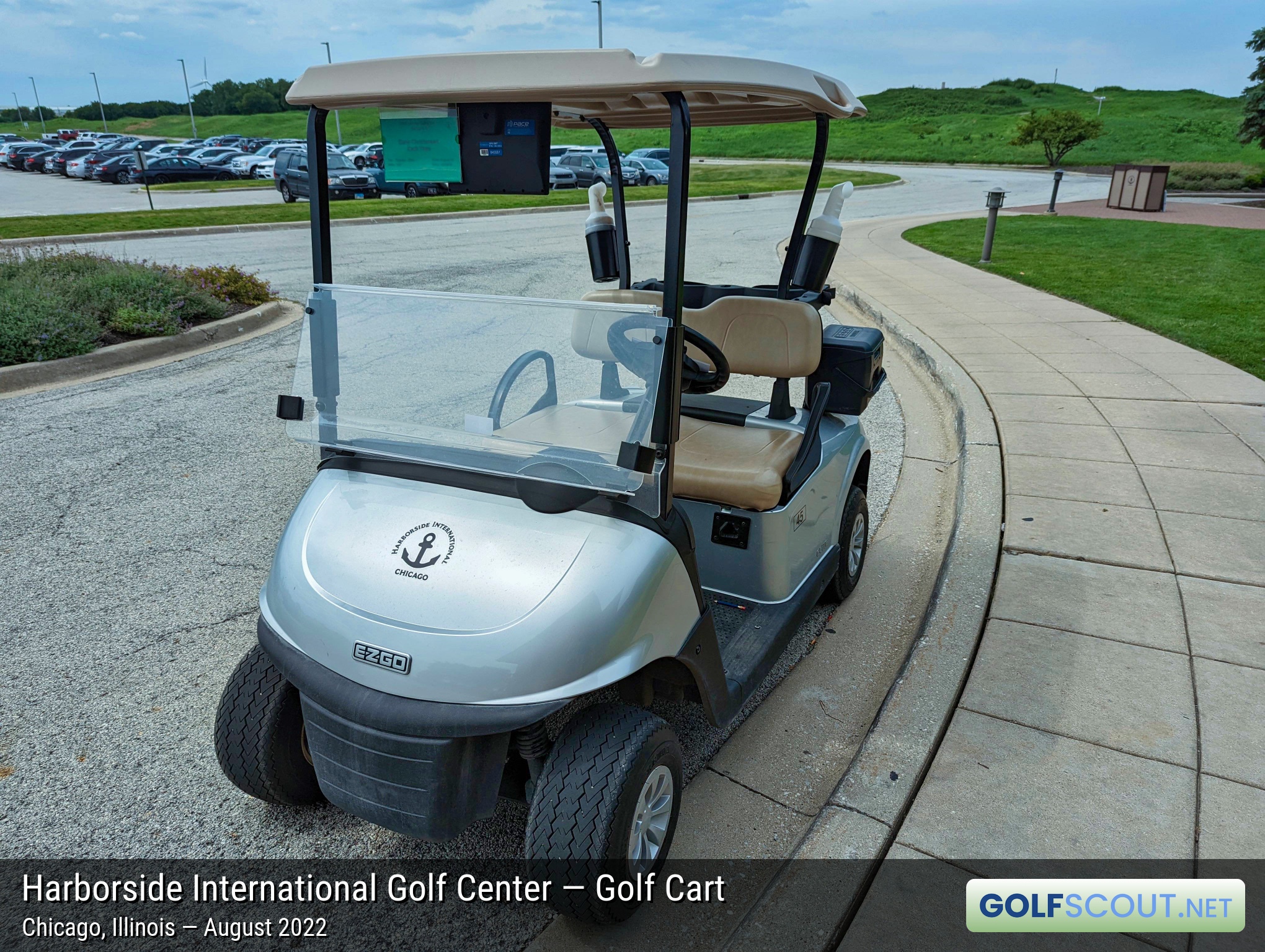 Photo of the golf carts at Harborside International - Port Course in Chicago, Illinois. 