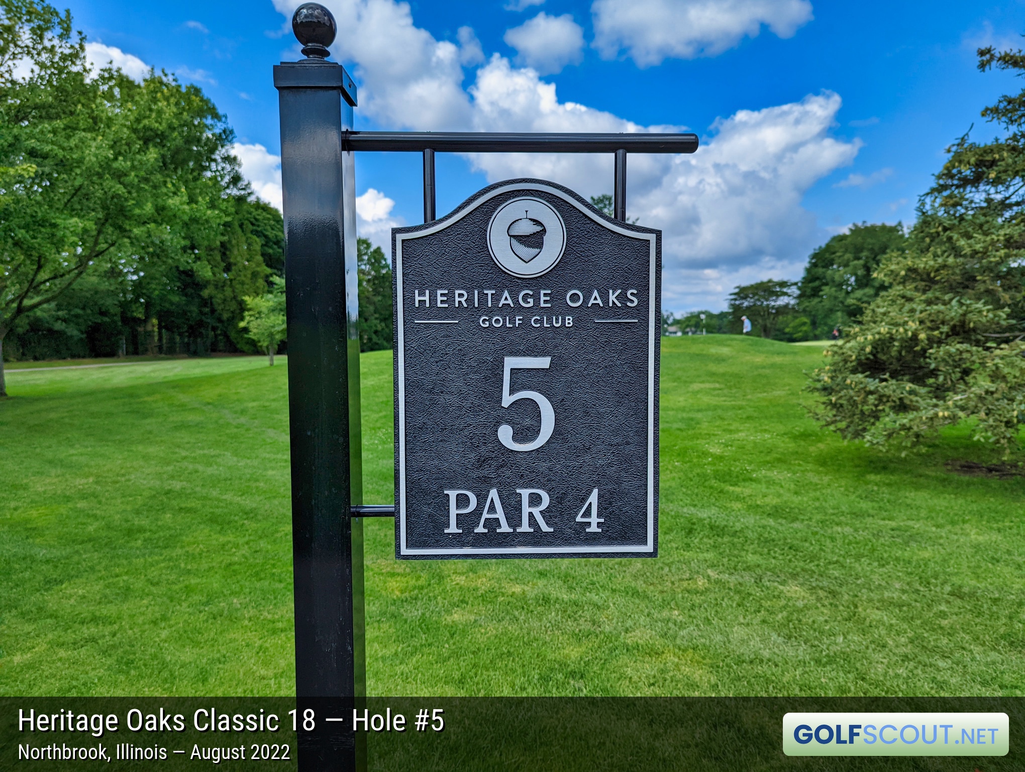 Photo of hole #5 at Heritage Oaks Golf Club - Classic 18 in Northbrook, Illinois. 