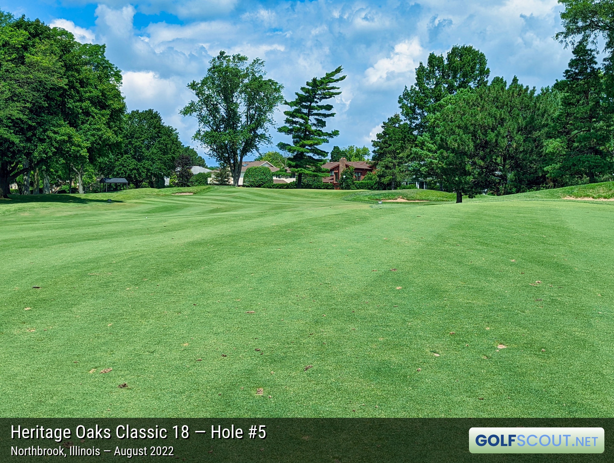 Photo of hole #5 at Heritage Oaks Golf Club - Classic 18 in Northbrook, Illinois. 