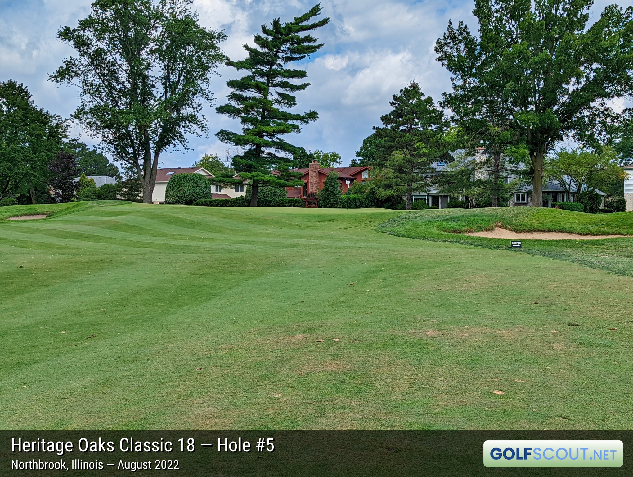 Photo of hole #5 at Heritage Oaks Golf Club - Classic 18 in Northbrook, Illinois. 