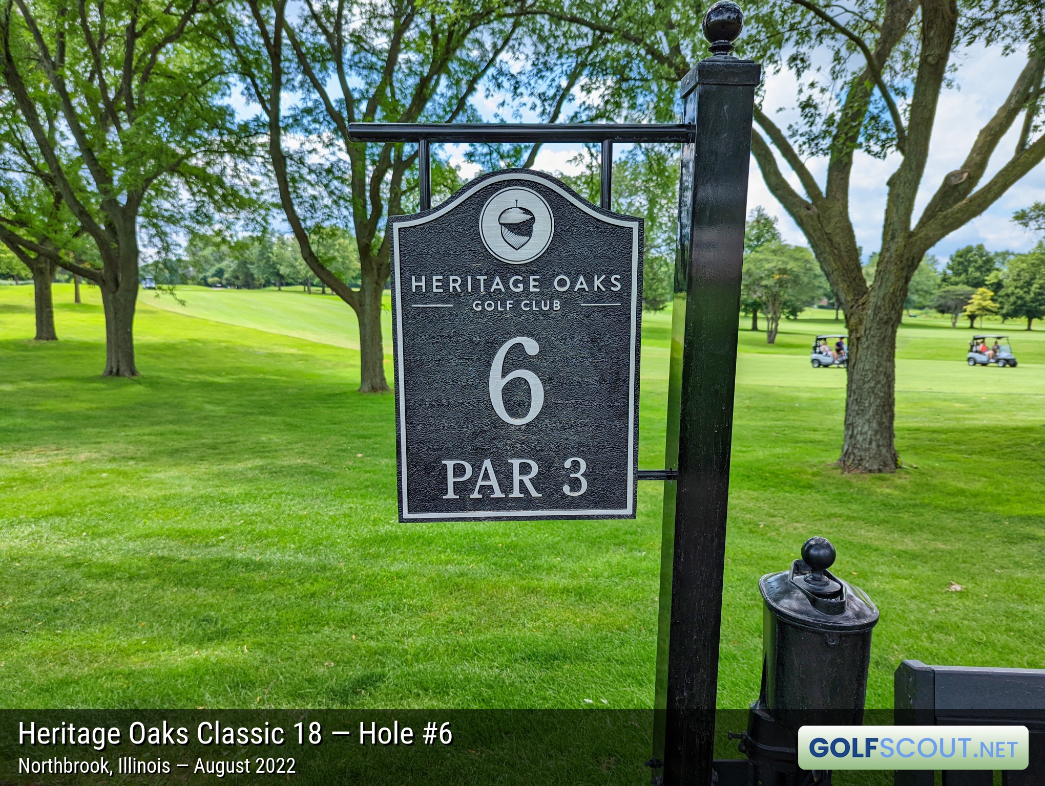 Photo of hole #6 at Heritage Oaks Golf Club - Classic 18 in Northbrook, Illinois. 