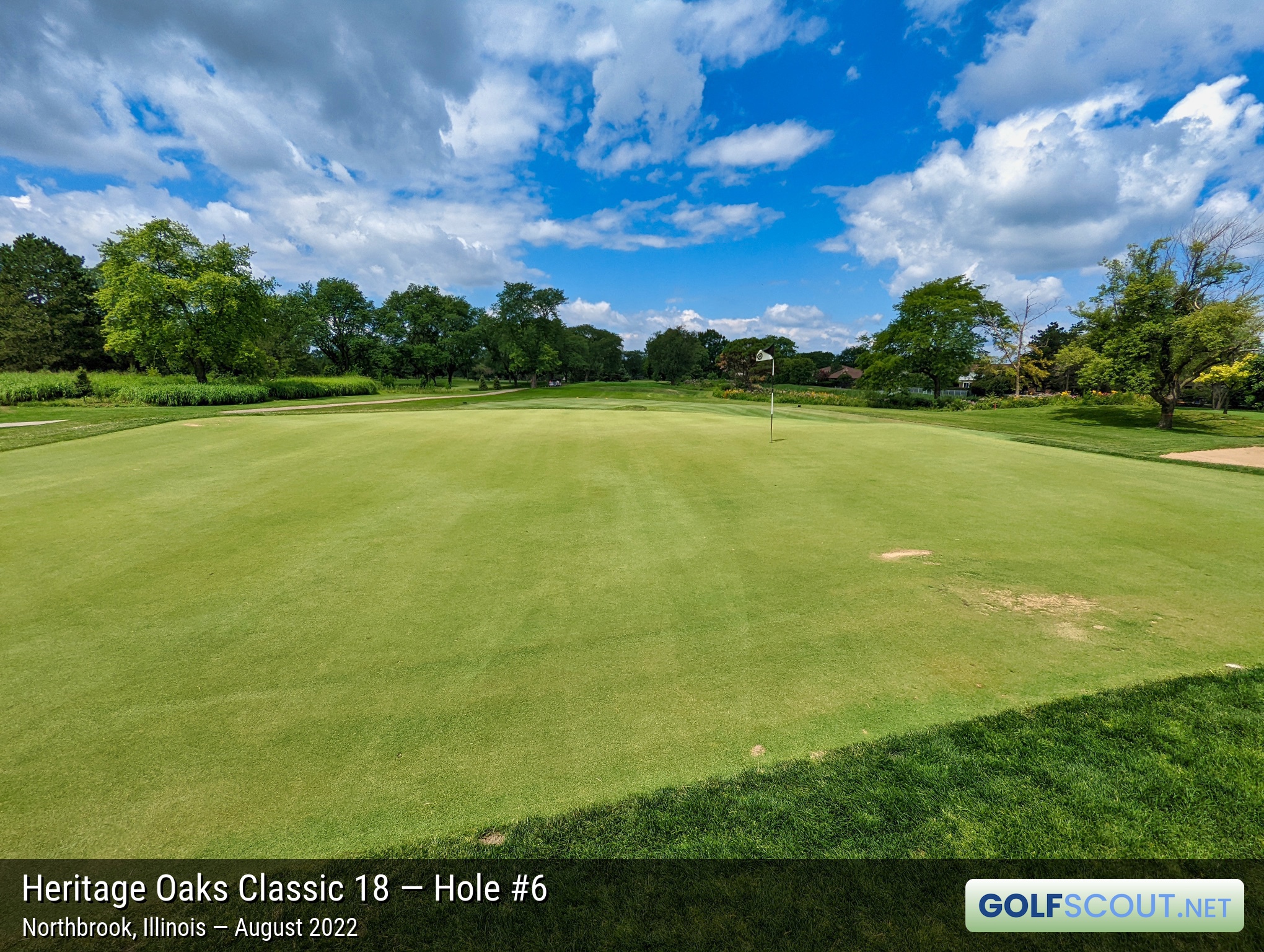 Photo of hole #6 at Heritage Oaks Golf Club - Classic 18 in Northbrook, Illinois. 