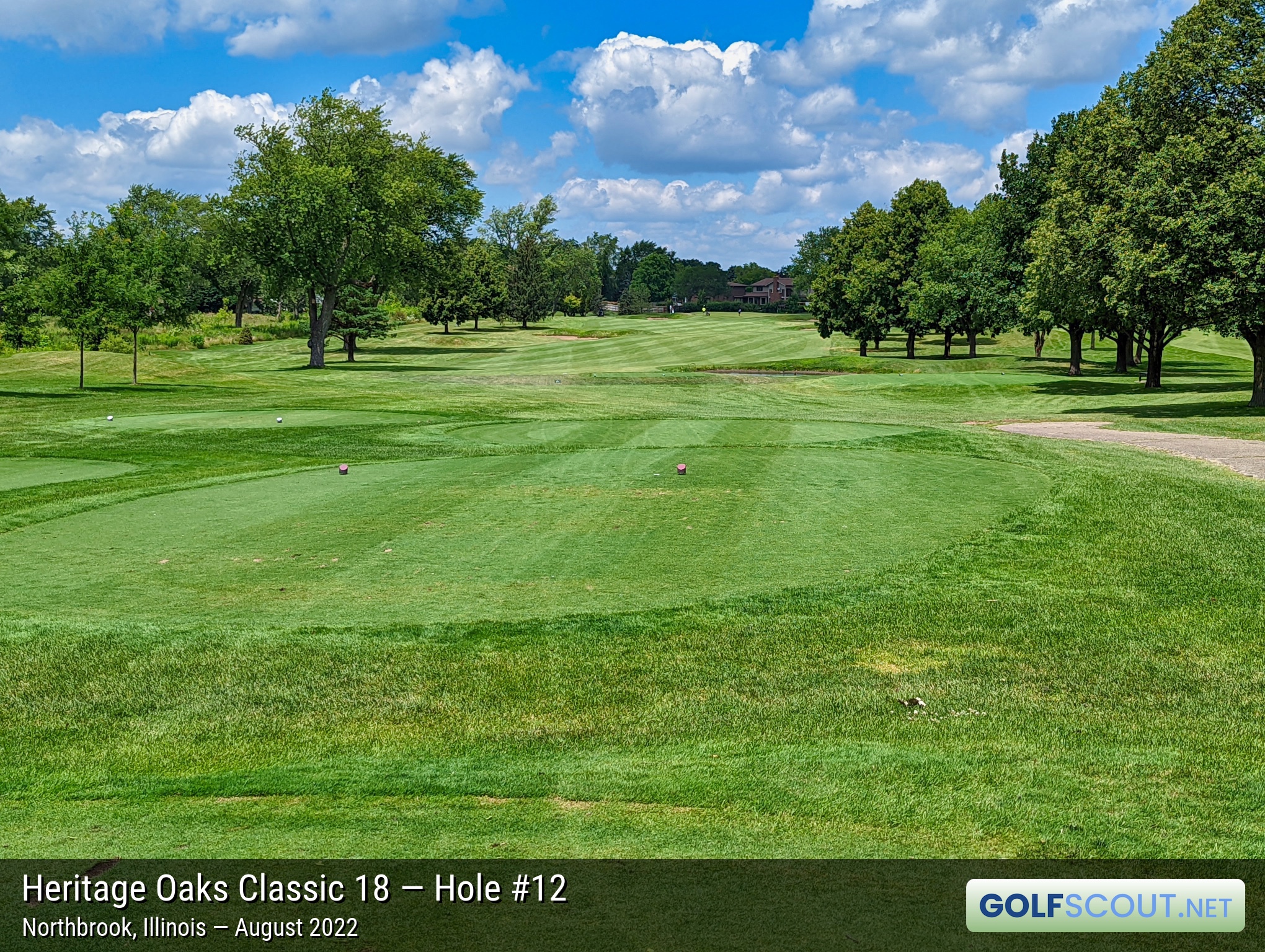 Photo of hole #12 at Heritage Oaks Golf Club - Classic 18 in Northbrook, Illinois. 