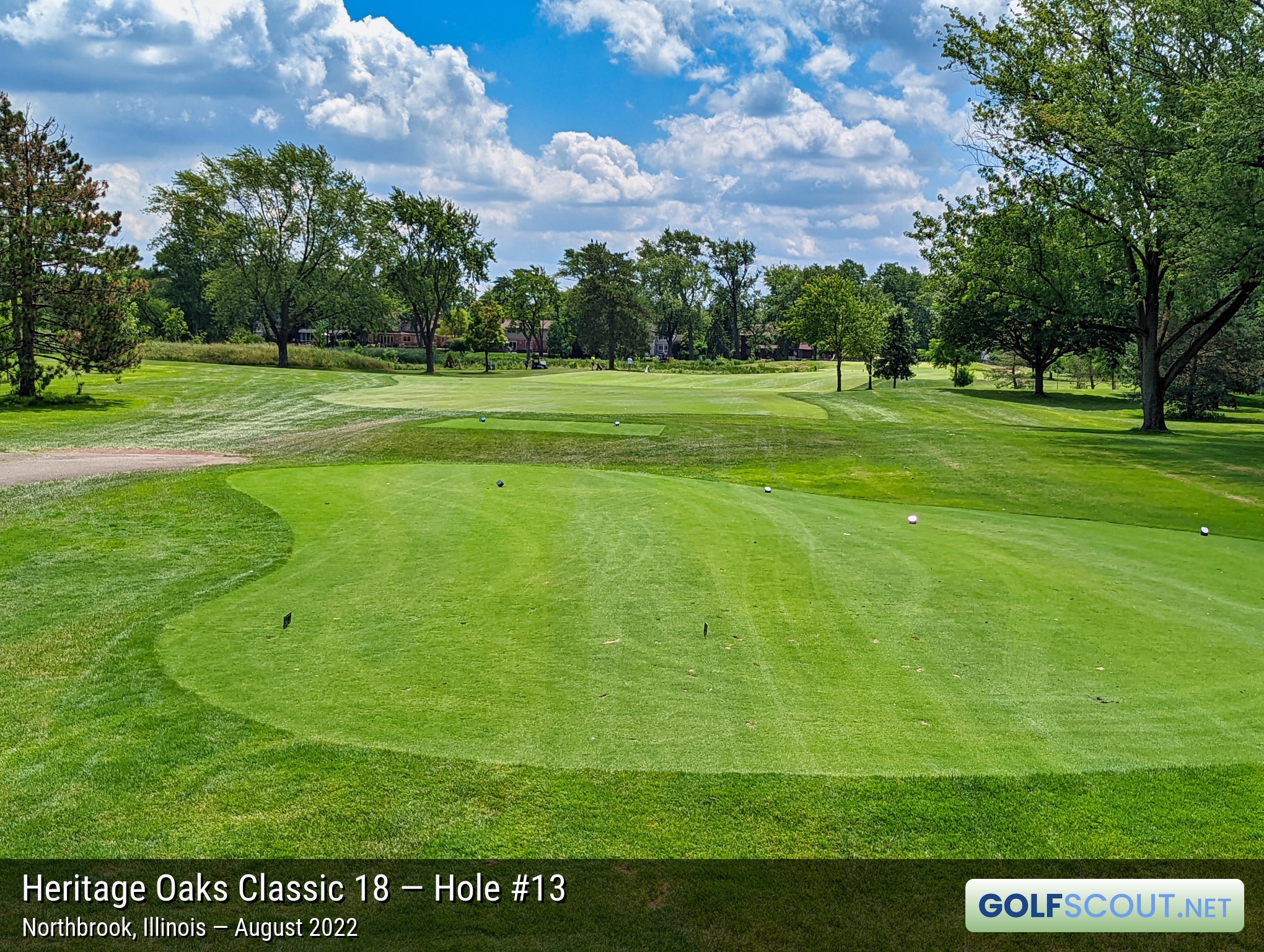 Photo of hole #13 at Heritage Oaks Golf Club - Classic 18 in Northbrook, Illinois. 