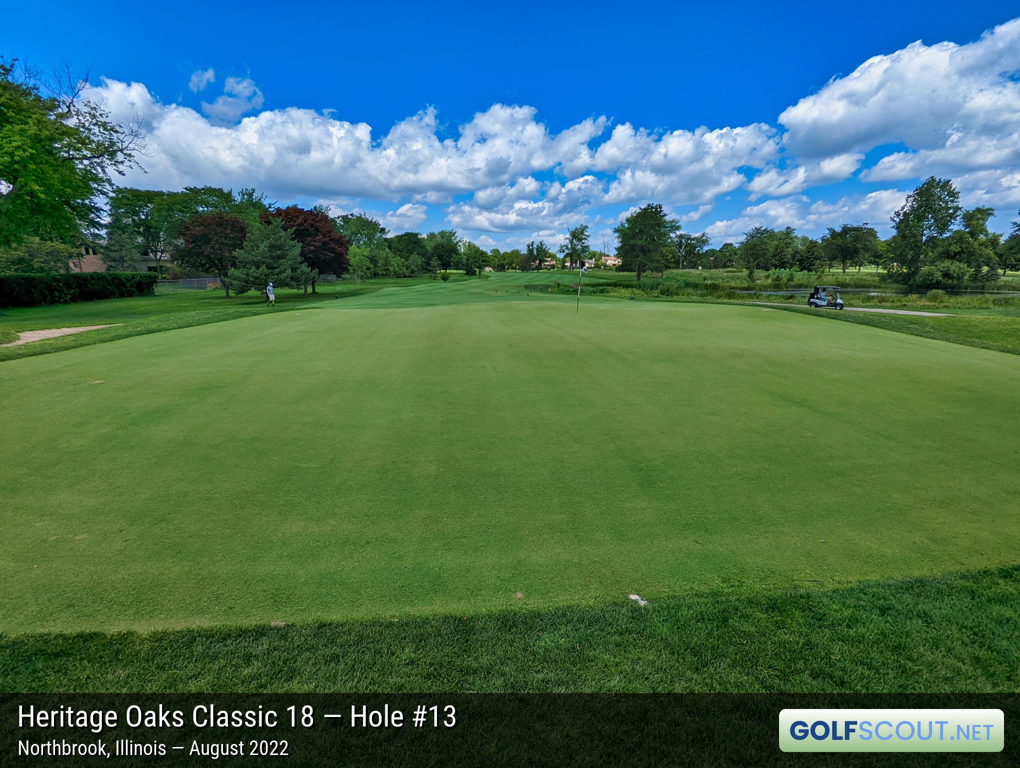 Photo of hole #13 at Heritage Oaks Golf Club - Classic 18 in Northbrook, Illinois. 