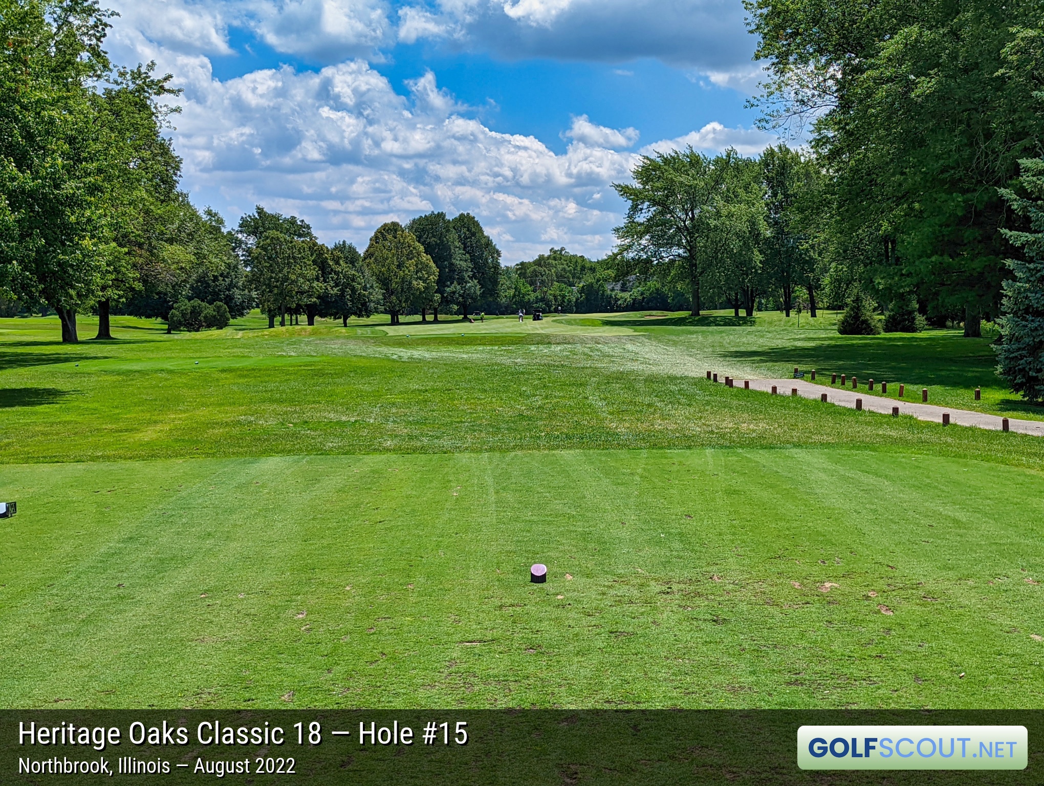 Photo of hole #15 at Heritage Oaks Golf Club - Classic 18 in Northbrook, Illinois. 