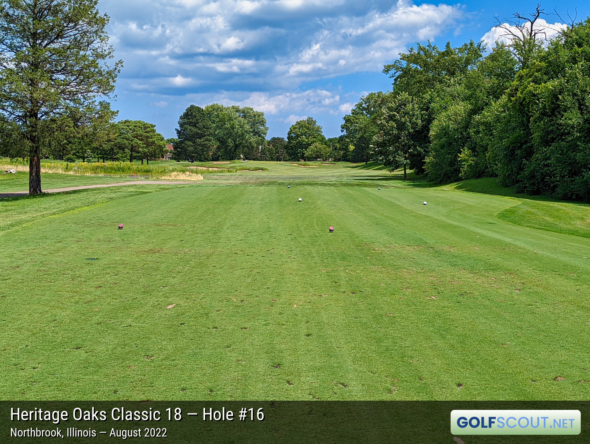 Photo of hole #16 at Heritage Oaks Golf Club - Classic 18 in Northbrook, Illinois. 