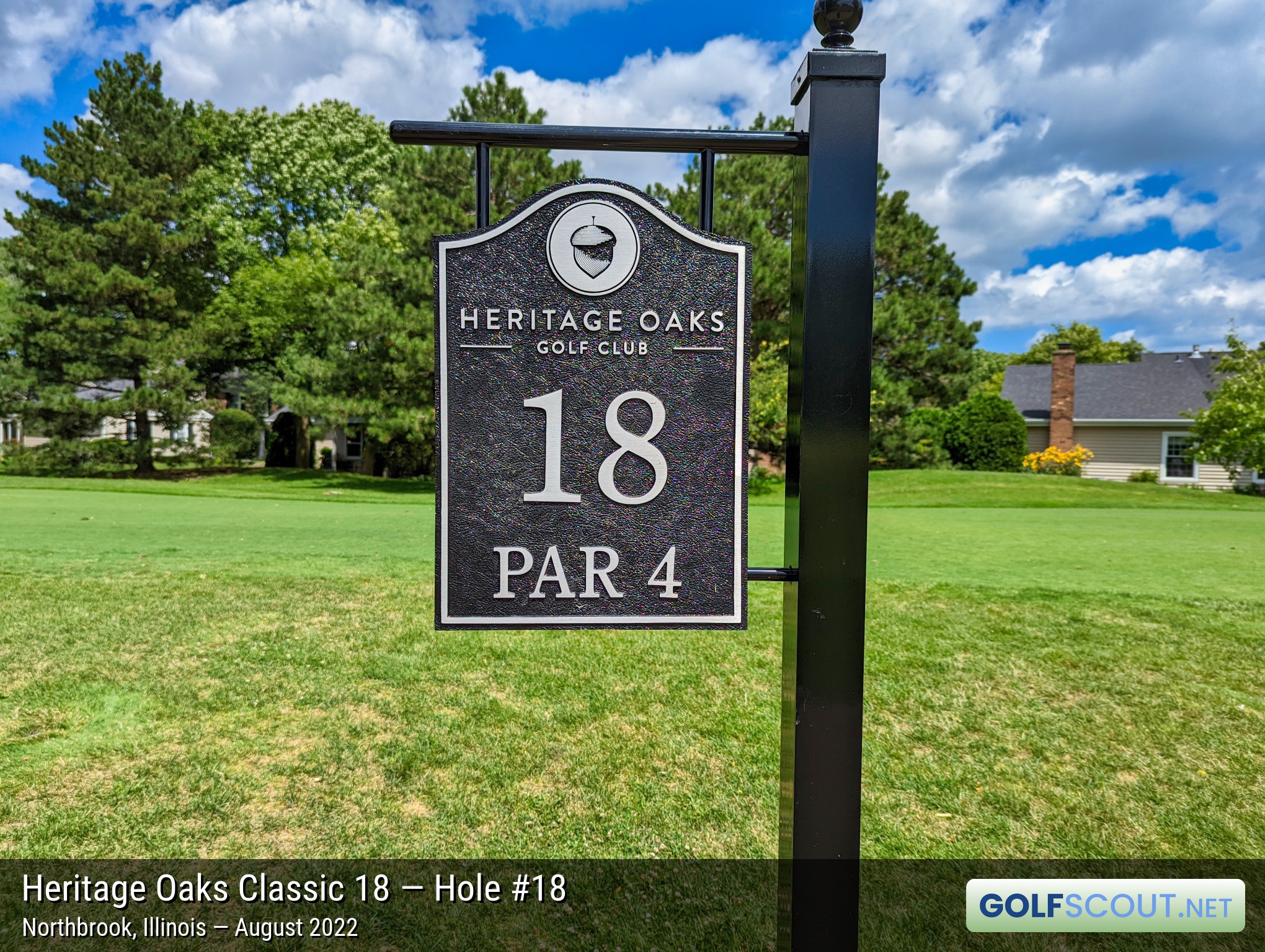 Photo of hole #18 at Heritage Oaks Golf Club - Classic 18 in Northbrook, Illinois. 